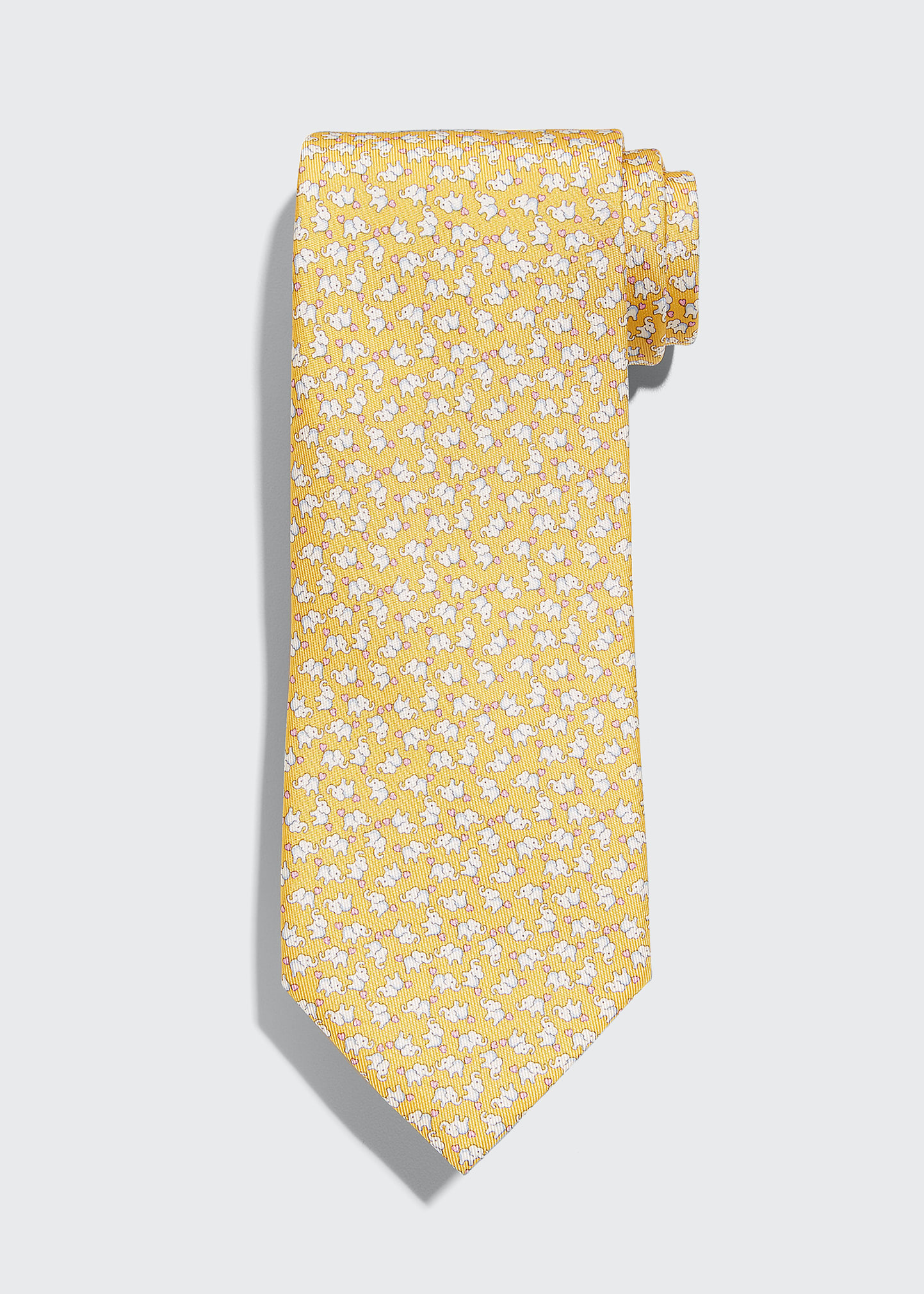 Men's Elephant-Print Silk Tie