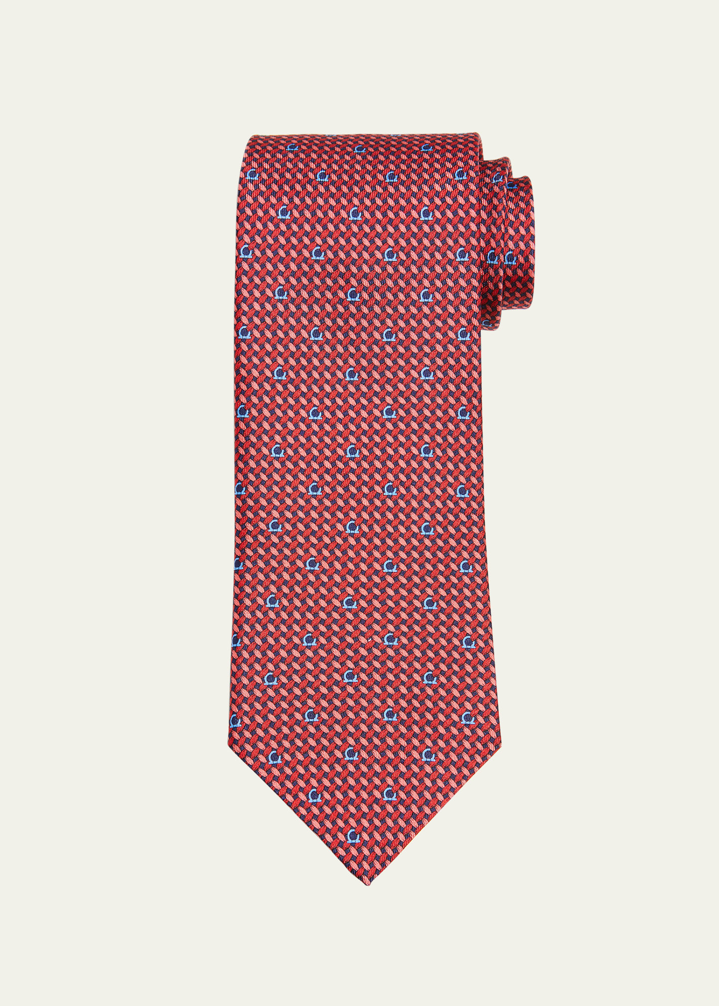 Shop Ferragamo Men's Maglia Silk Tie In Fblurosso
