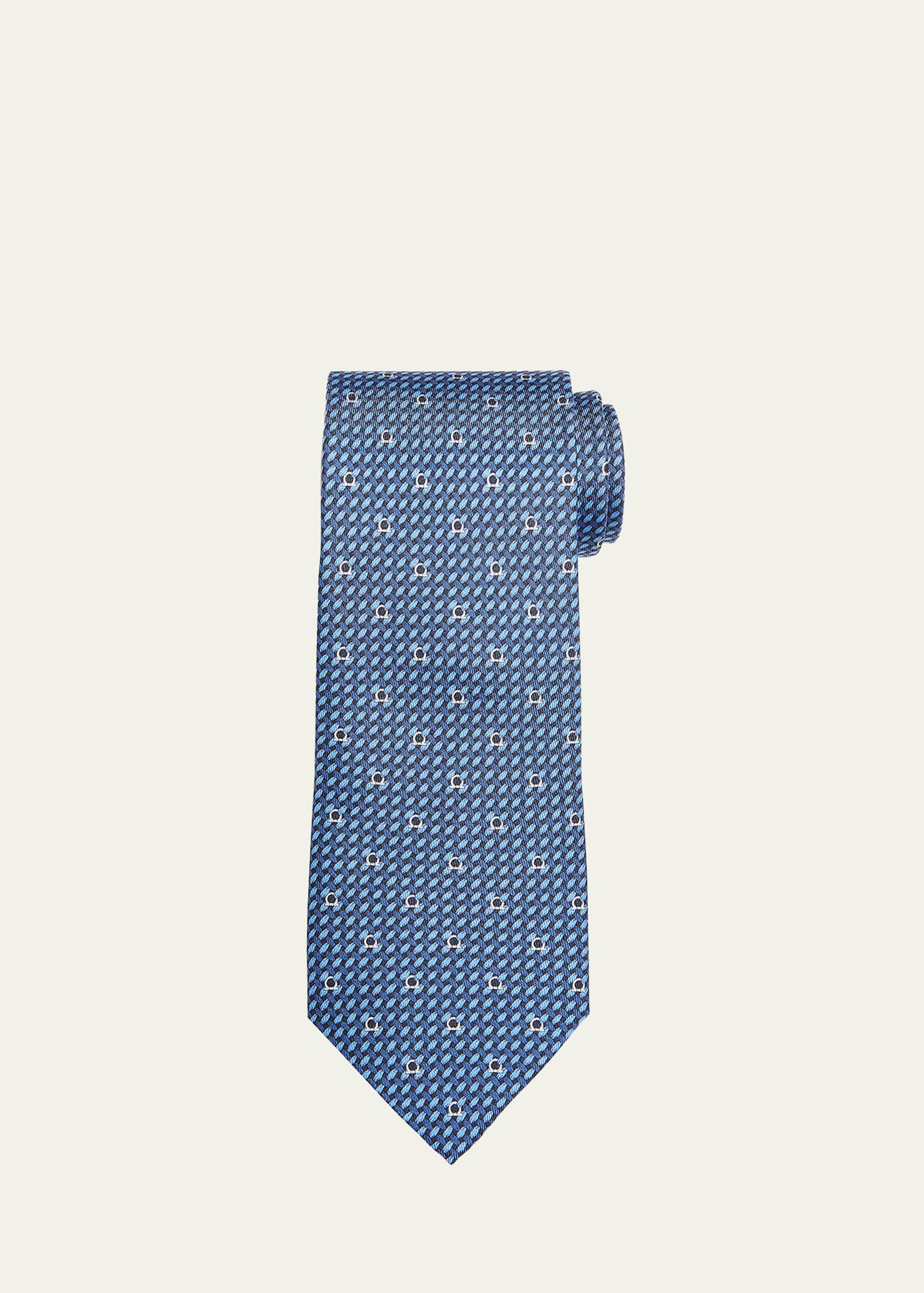 Ferragamo Men's Gancini Silk Tie In Fnavyblu
