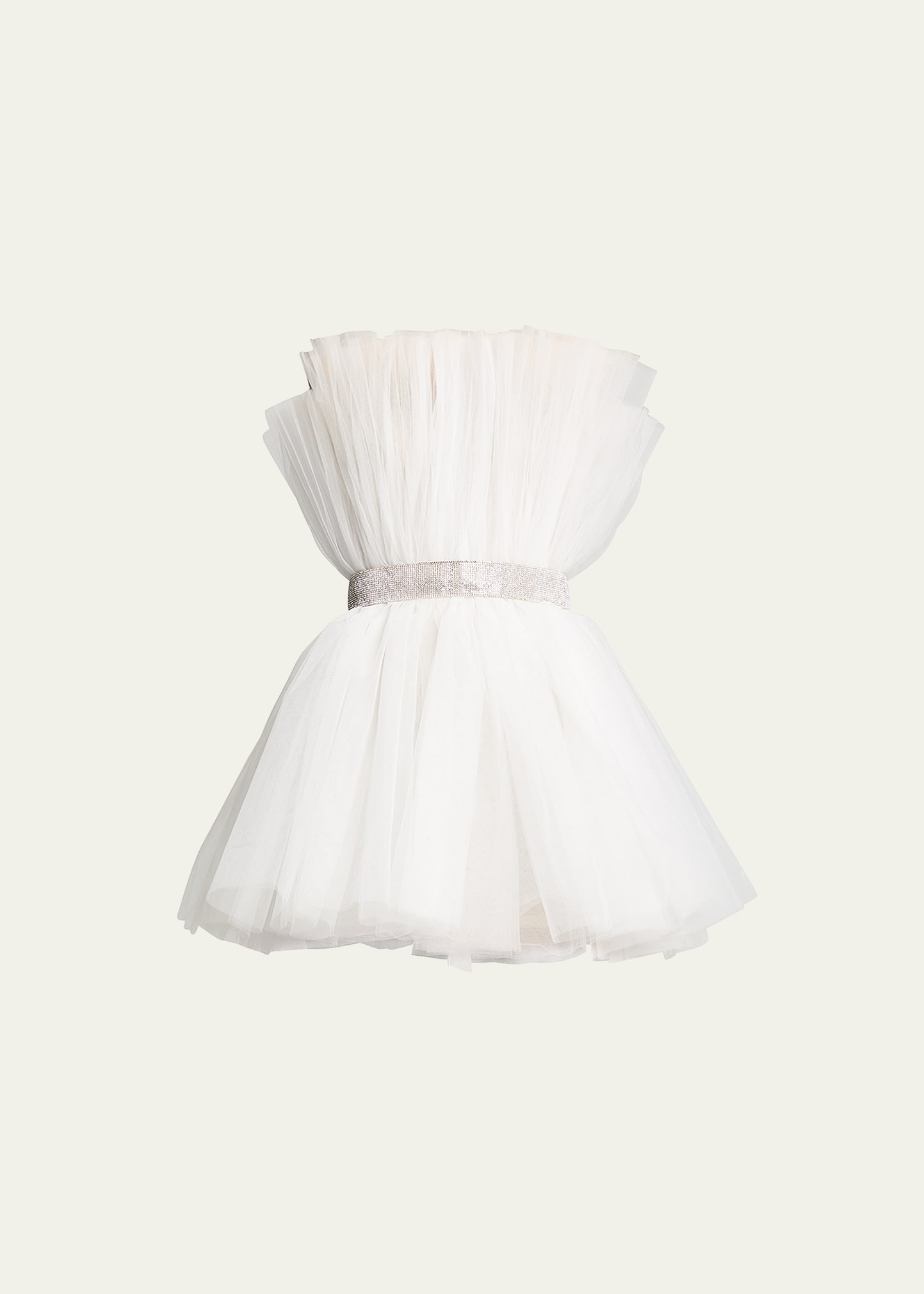 Anna Strapless Pleated Tulle Mini Dress