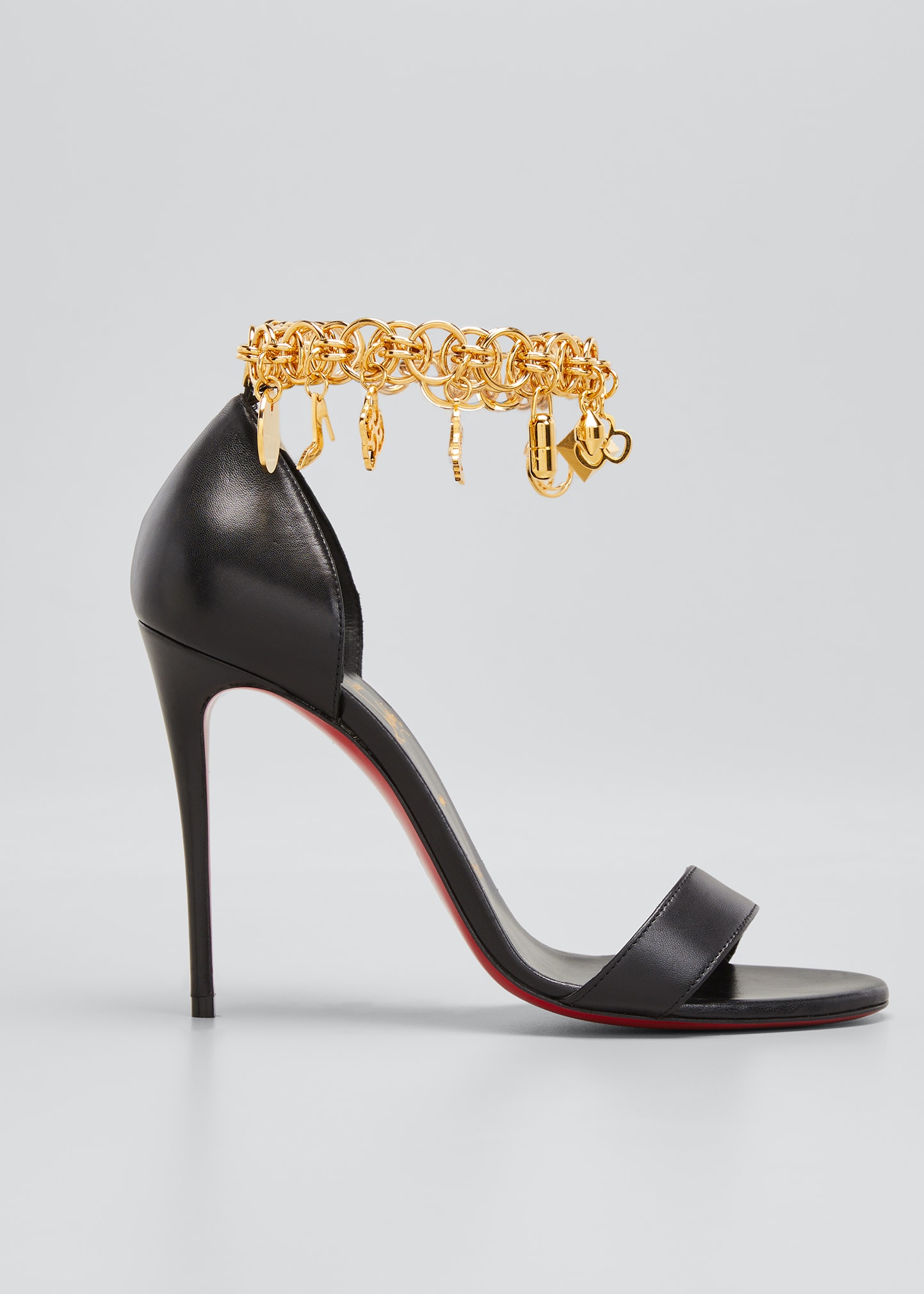 Christian Louboutin Gourmi Red Sole Chain Charm Stiletto Sandals