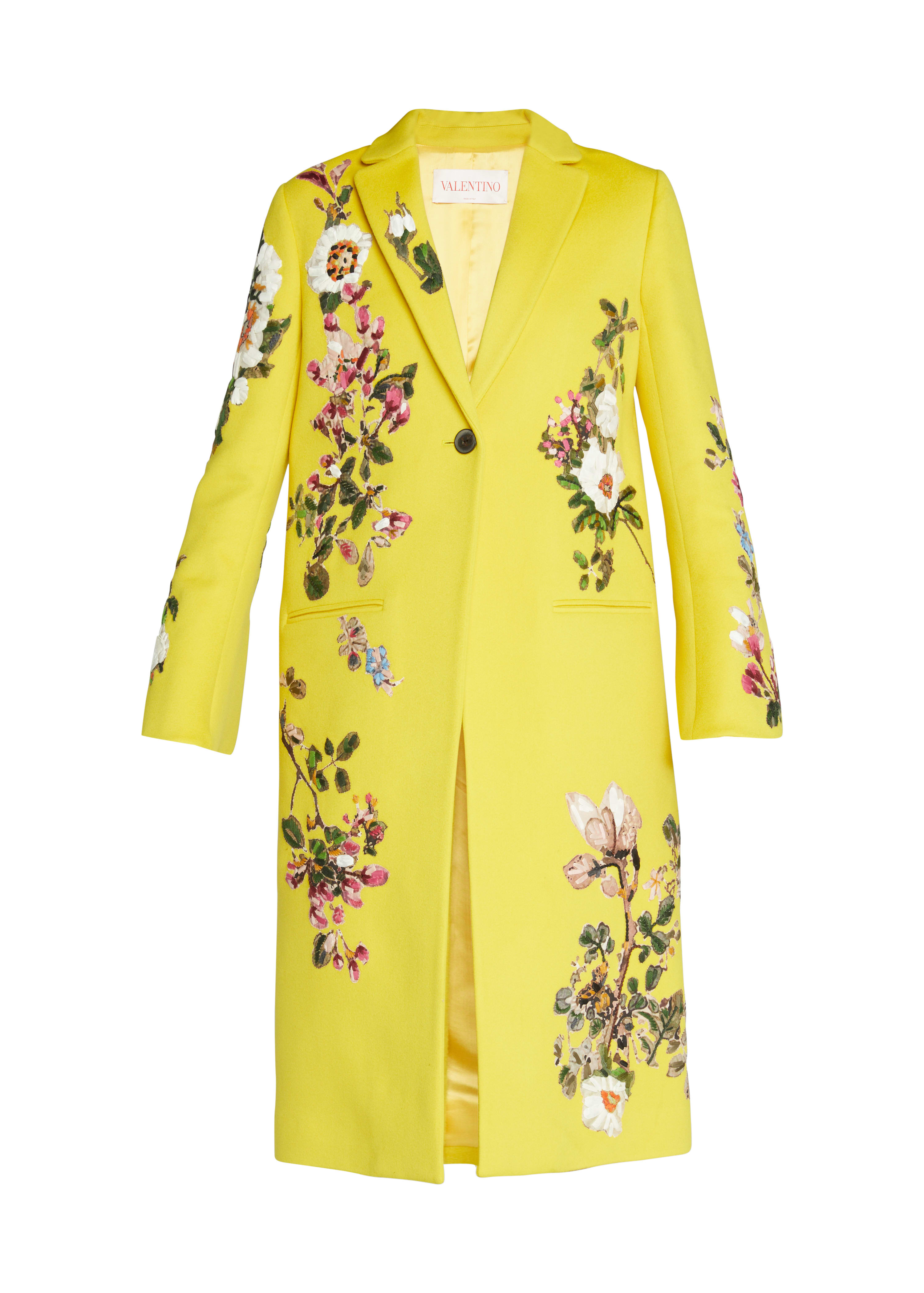 Floral-Embroidered Wool-Cashmere Coat