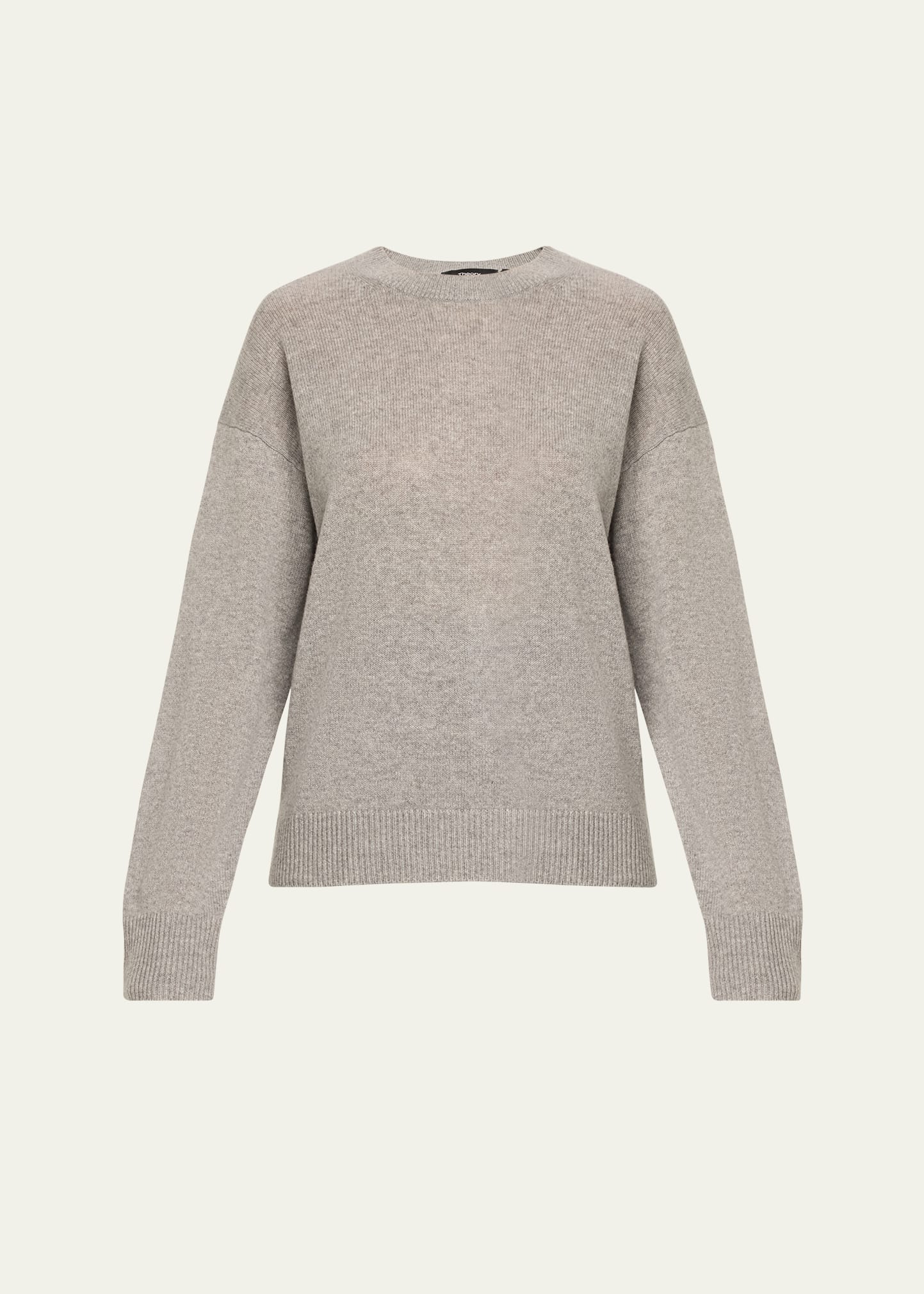 Theory Easy Cashmere Crewneck Sweater In Gray