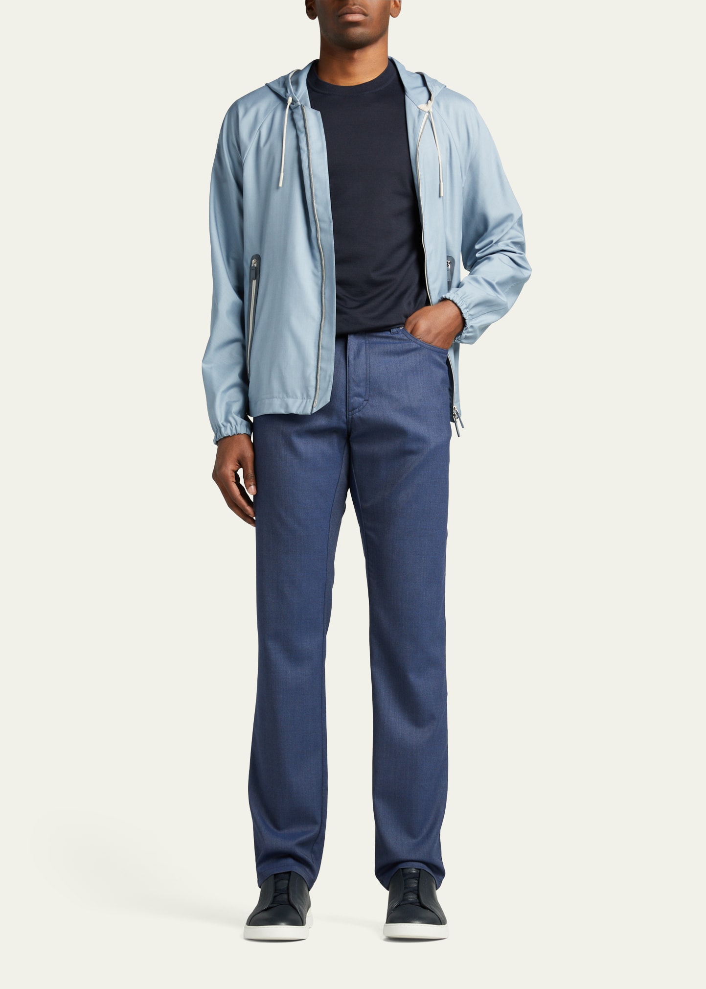 Zegna Five-pocket Jeans In Dark Blue Solid