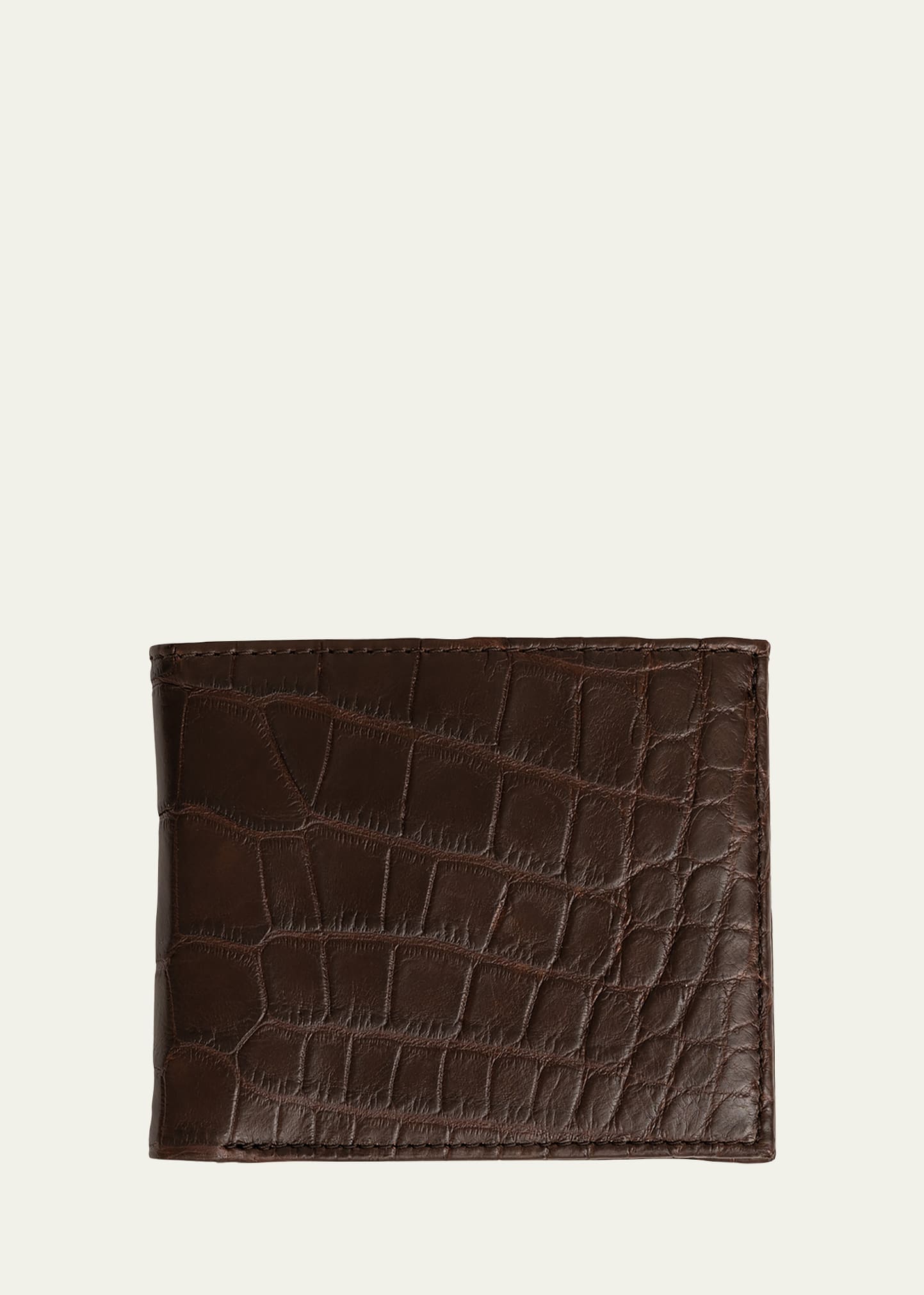Abas Men's Matte Alligator Leather Bifold Wallet w/ ID Window