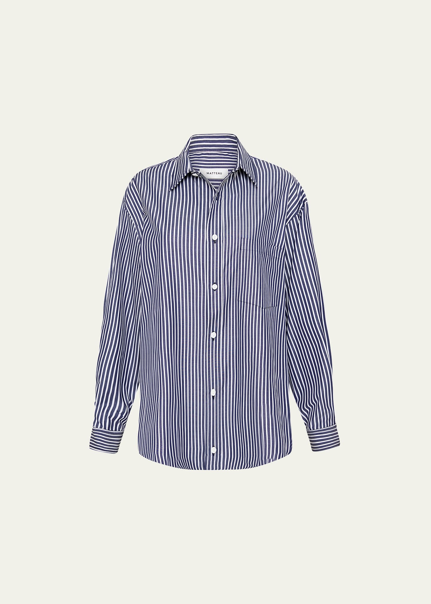Shop Matteau Classic Stripe Shirt - Bci Cotton In Navy Stripe