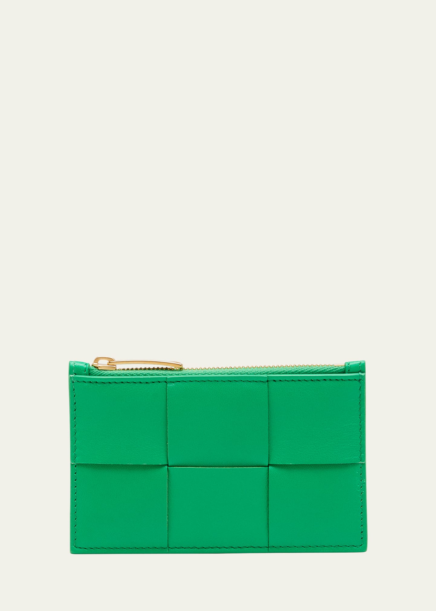 Bottega Veneta Intrecciato Leather Zip Card Holder In Parakeet