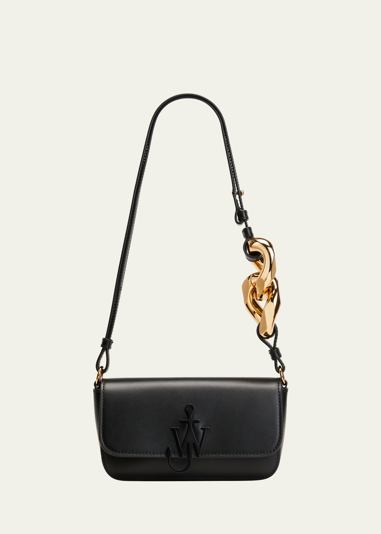 Jw Anderson Chain Anchor Calfskin Shoulder Bag In Black