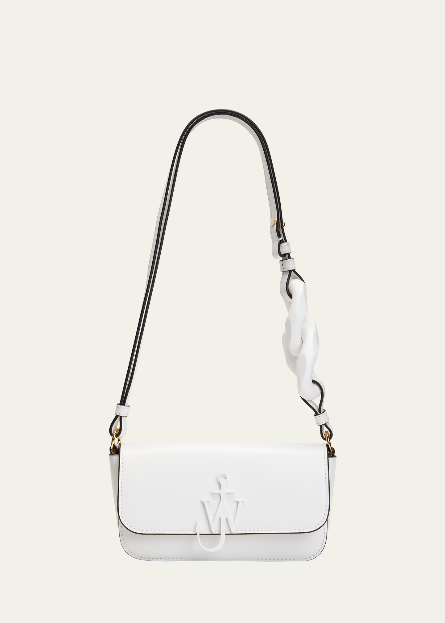 Jw Anderson Chain Anchor Calfskin Shoulder Bag In White