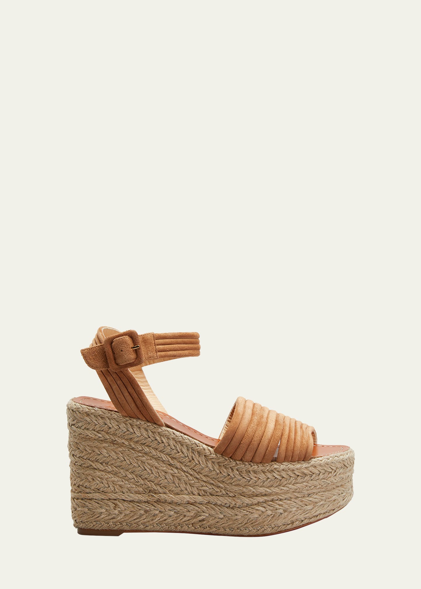 Christian Louboutin Manola Suede Ankle-Strap Wedge Espadrilles