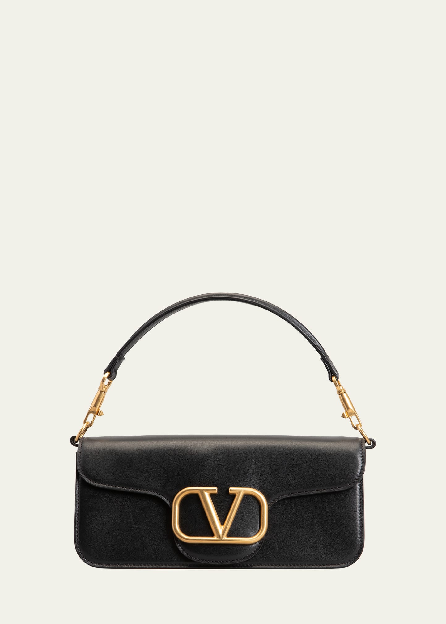 Valentino Garavani Vlogo Lambskin Leather Shoulder Bag In Black