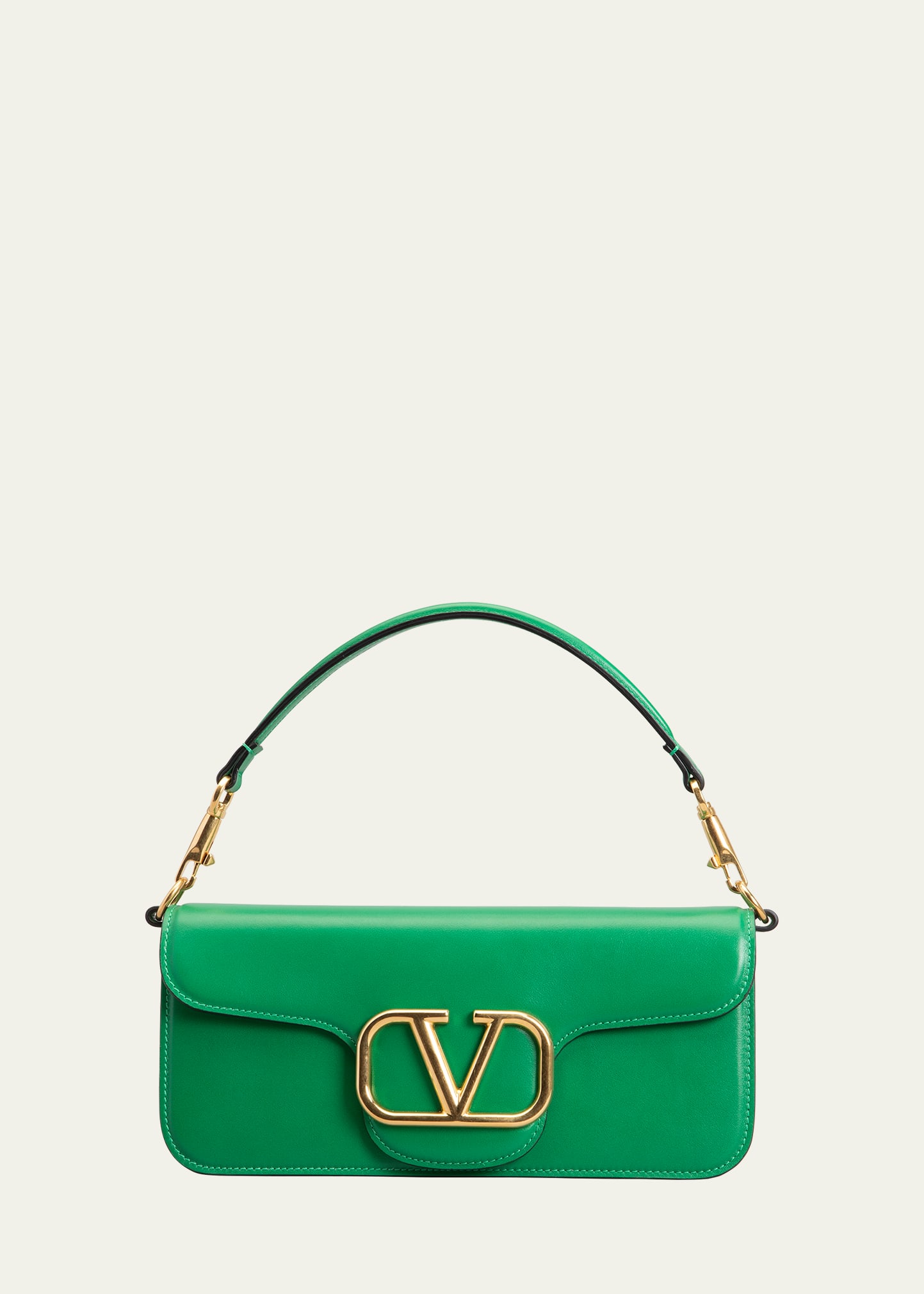 Valentino Garavani Vlogo Lambskin Leather Shoulder Bag In 7pa Gea Green ...