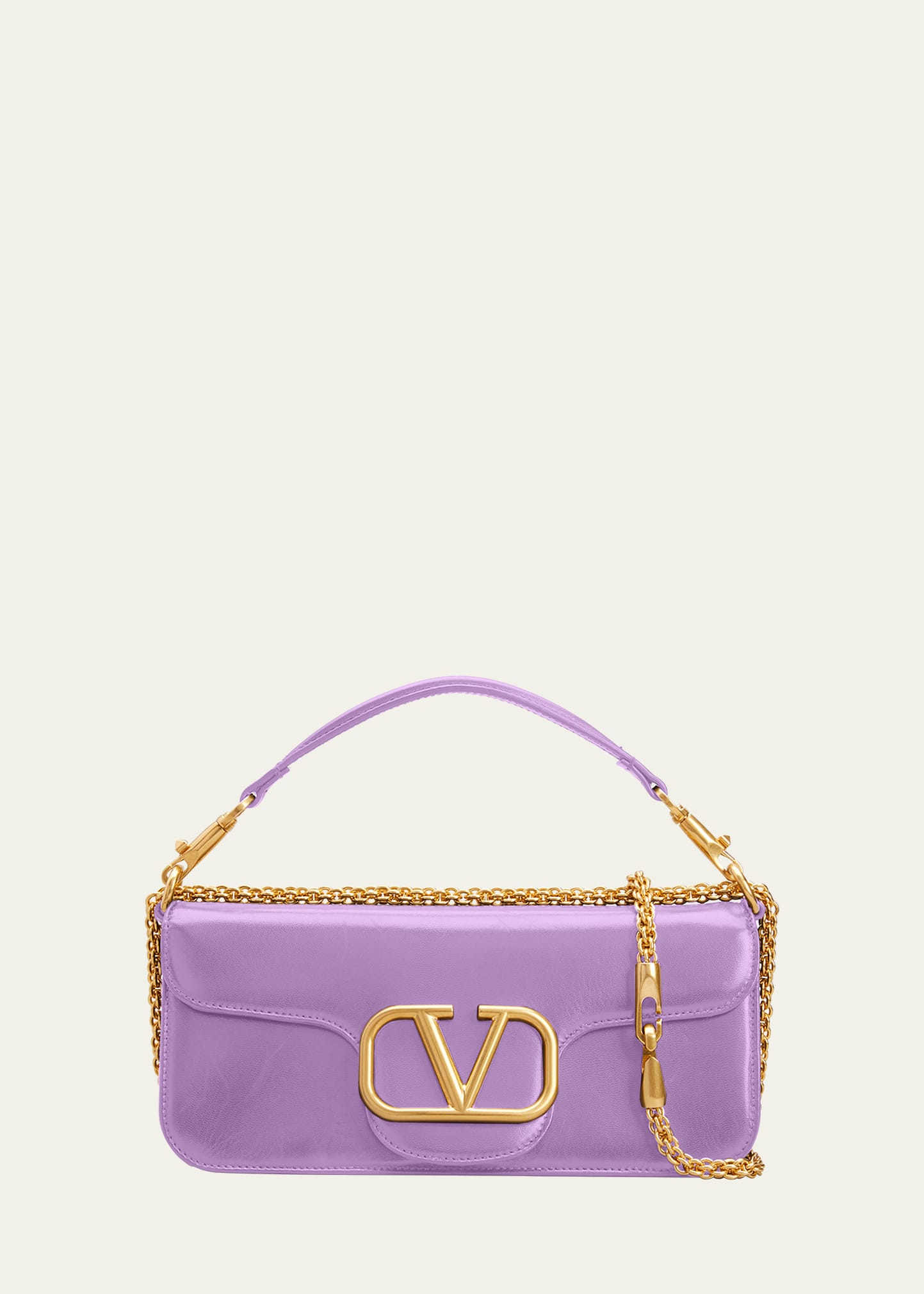 Valentino Garavani Vlogo Lambskin Leather Shoulder Bag In Violet