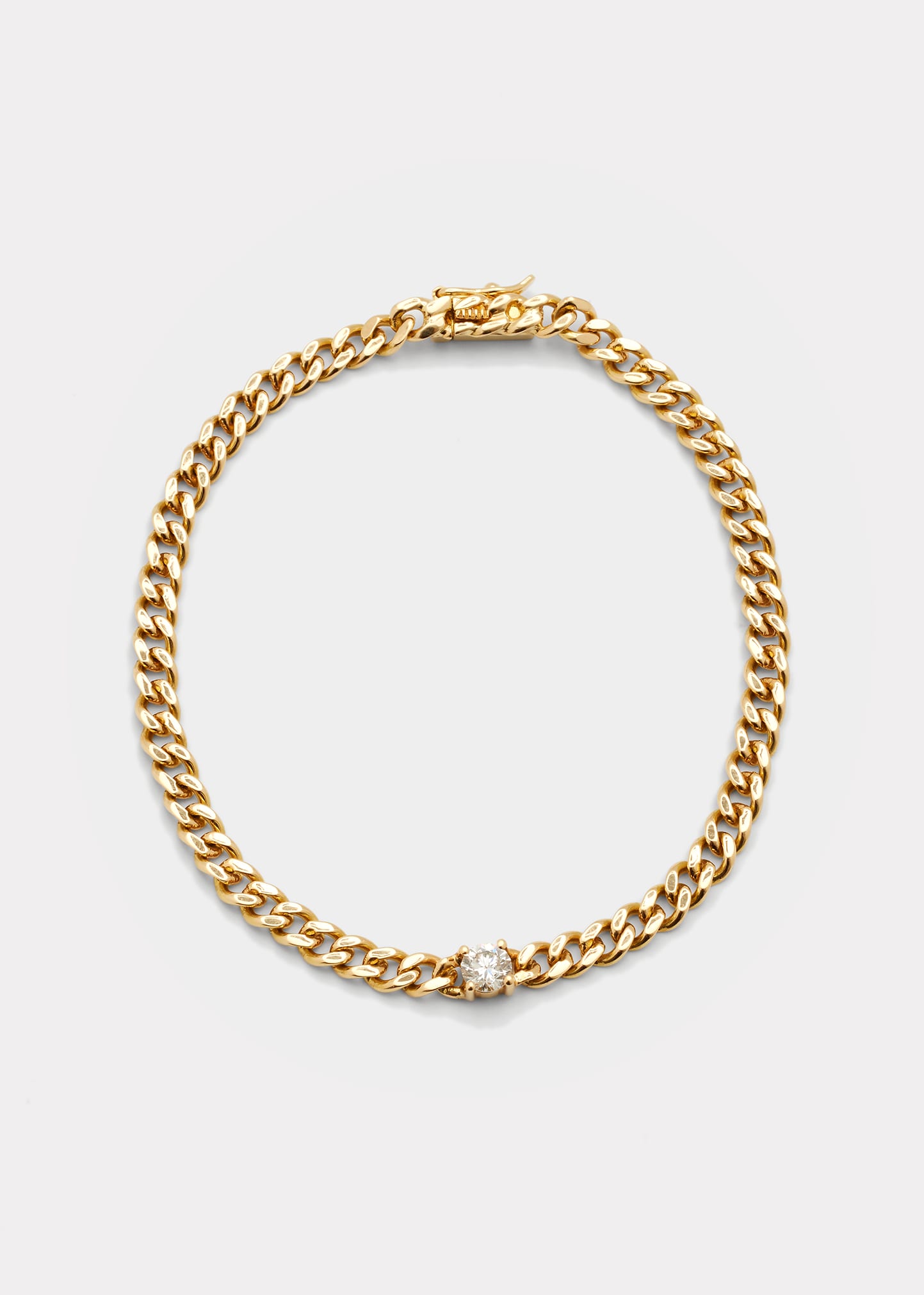 Small 18k Yellow Gold Diamond Cuban Link Bracelet