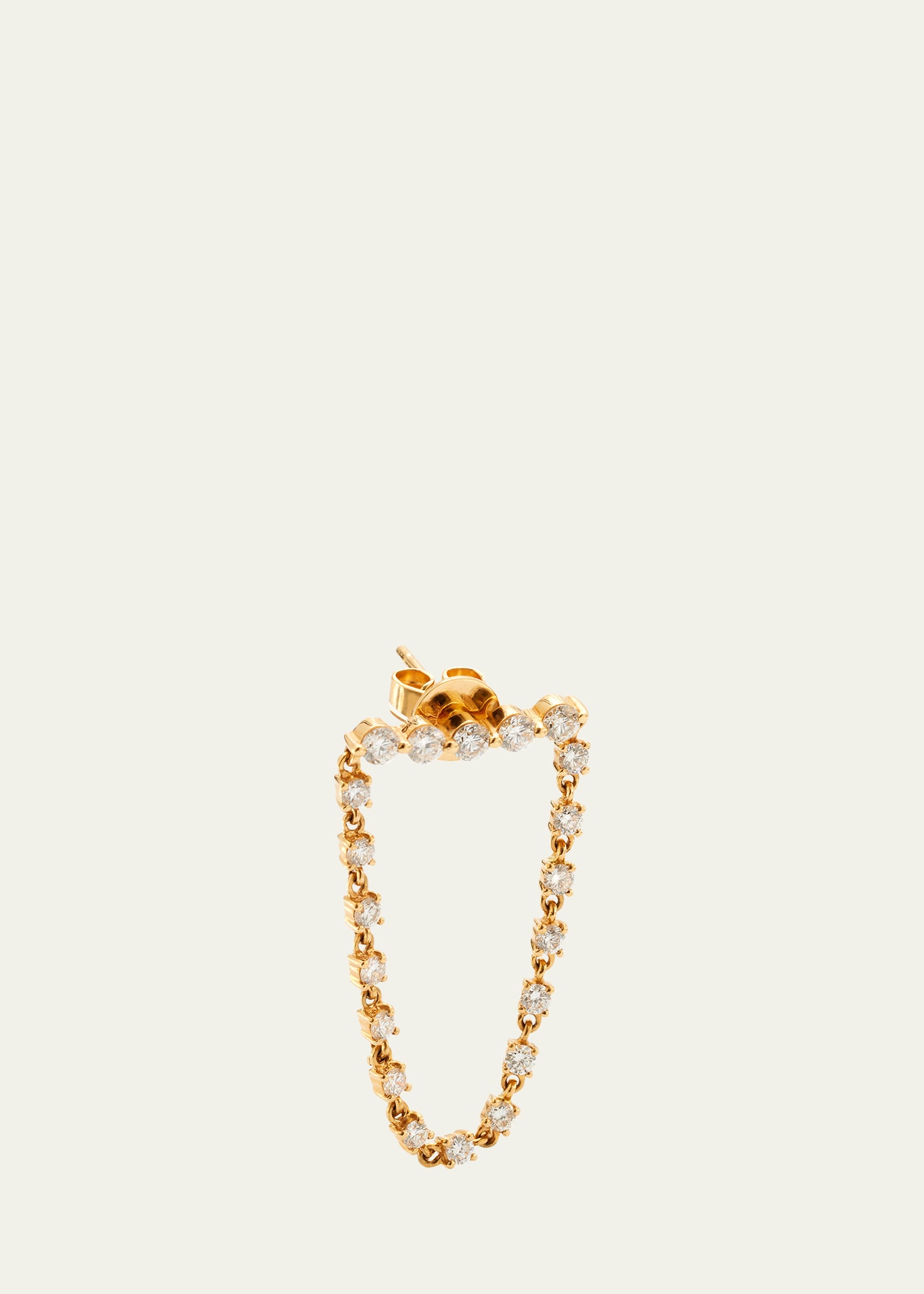 Diamond Bar Loop Earrings in Yellow Gold, Single