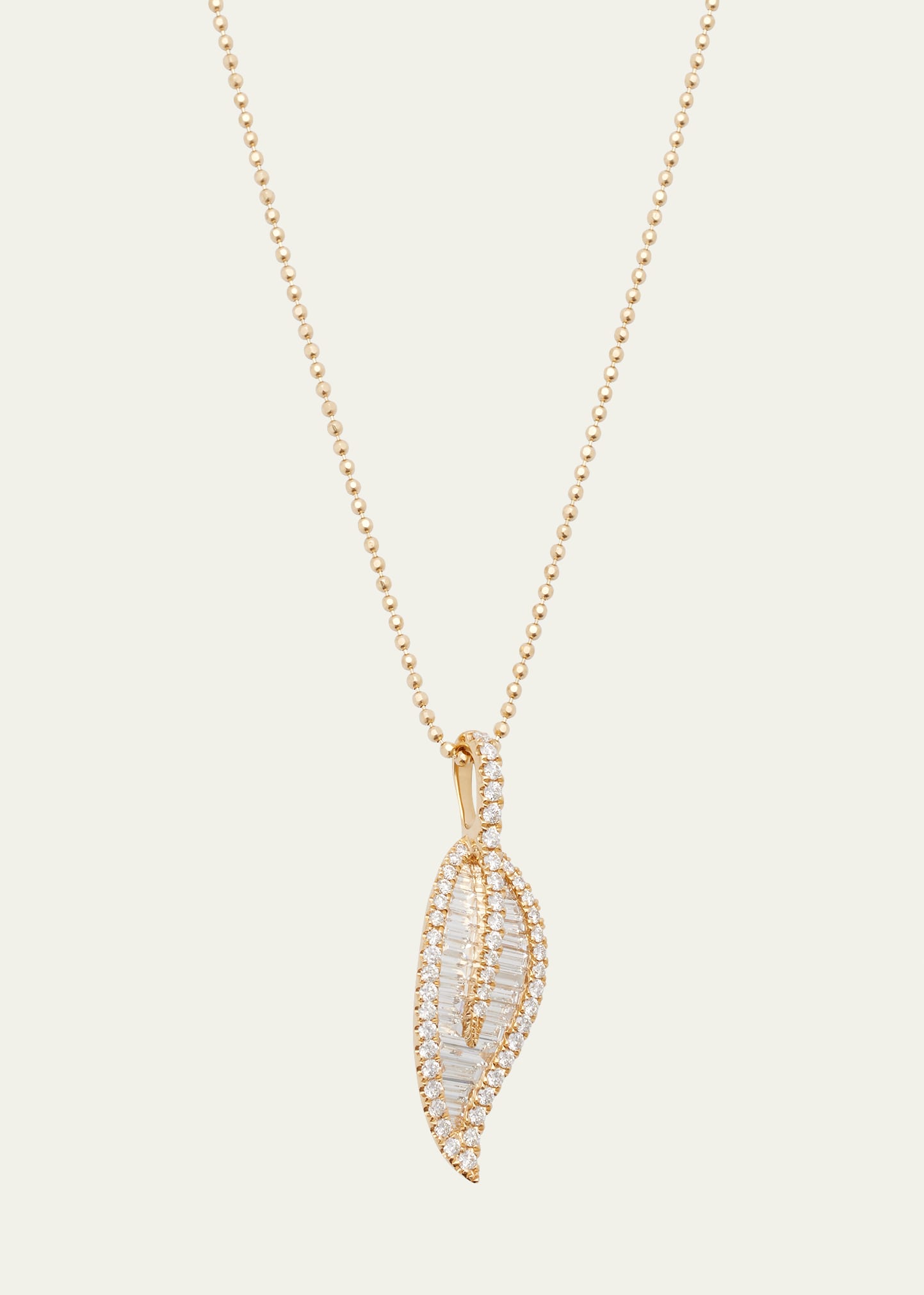 Large Diamond Leaf Pendant in 18k Gold