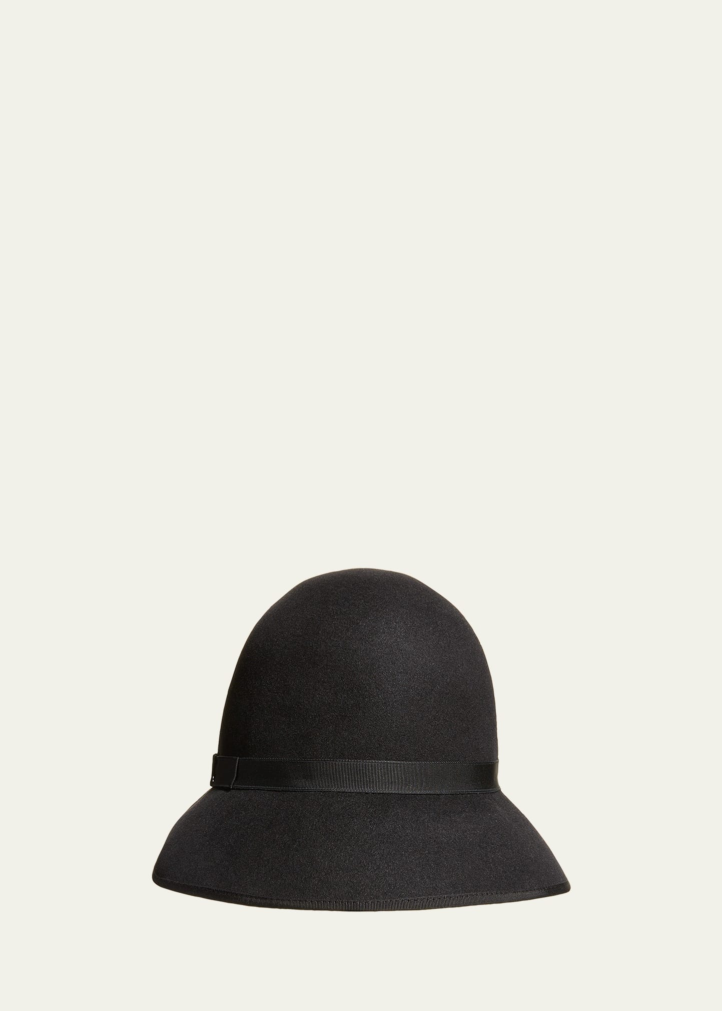 Shop Sofia Cashmere Wool-blend Felt Cloche Hat In Black
