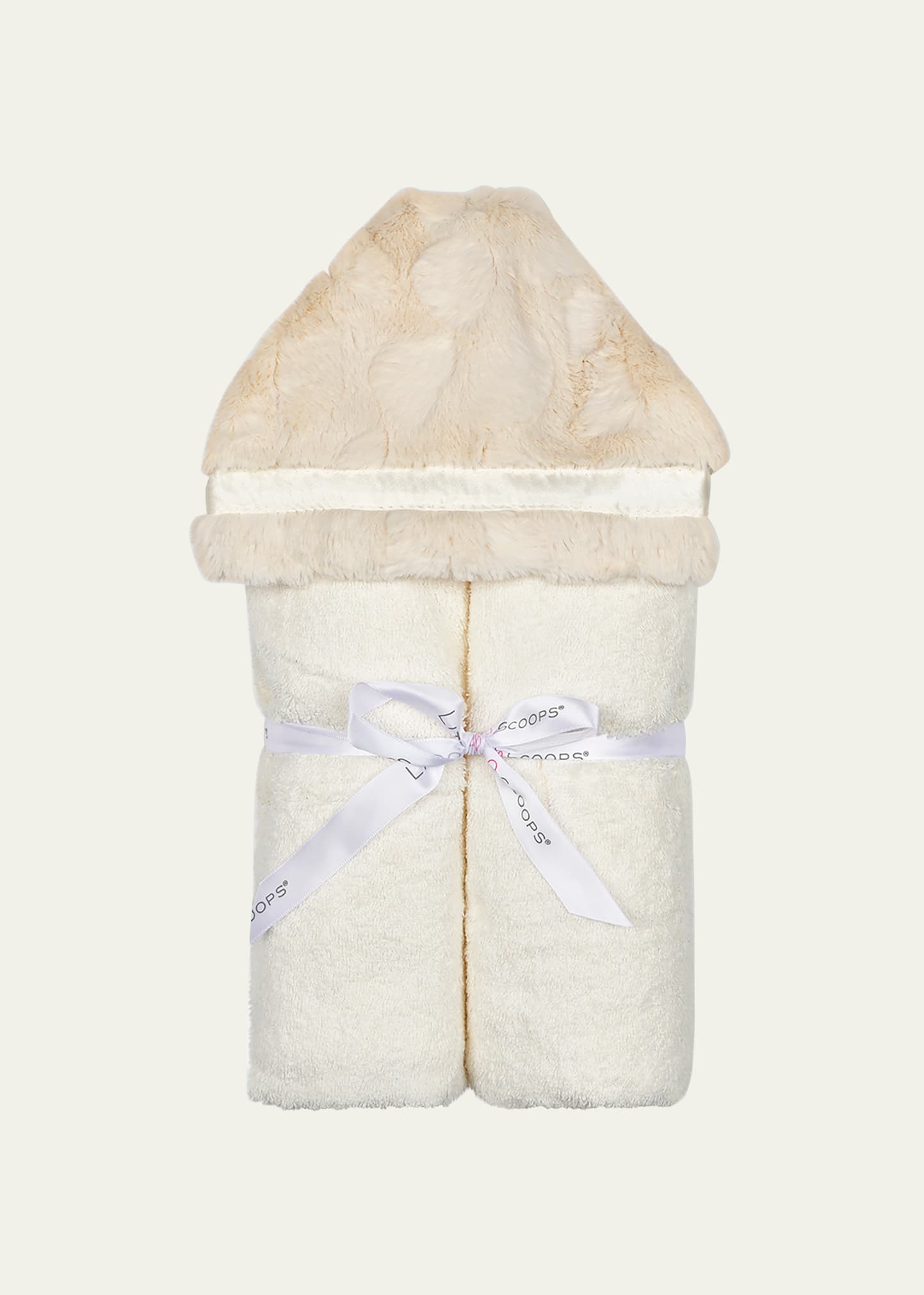 Shop Little Scoops Kid's Plush Hooded Towel In Cream