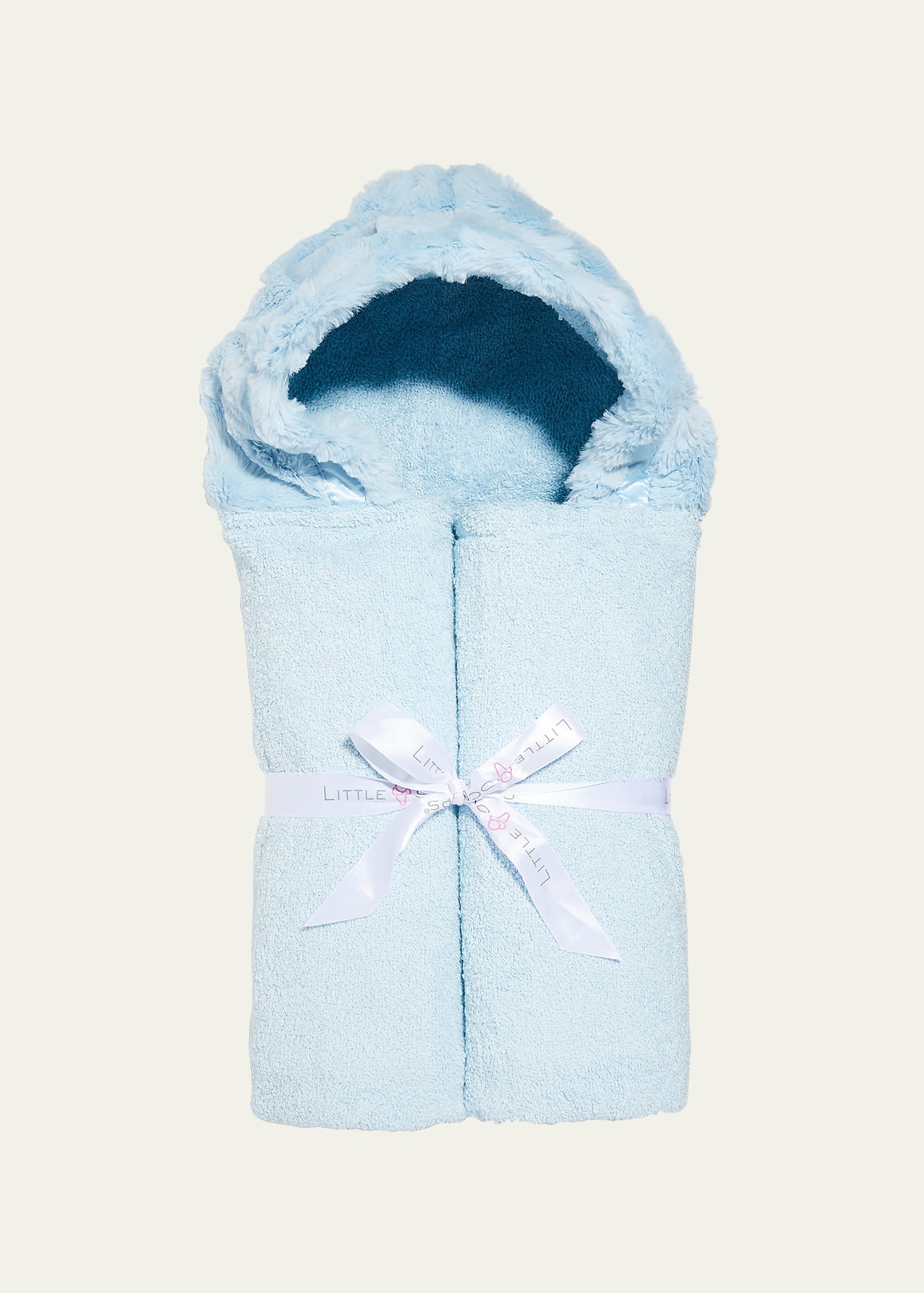 Shop Little Scoops Boy's Plush Hooded Towel In Blue