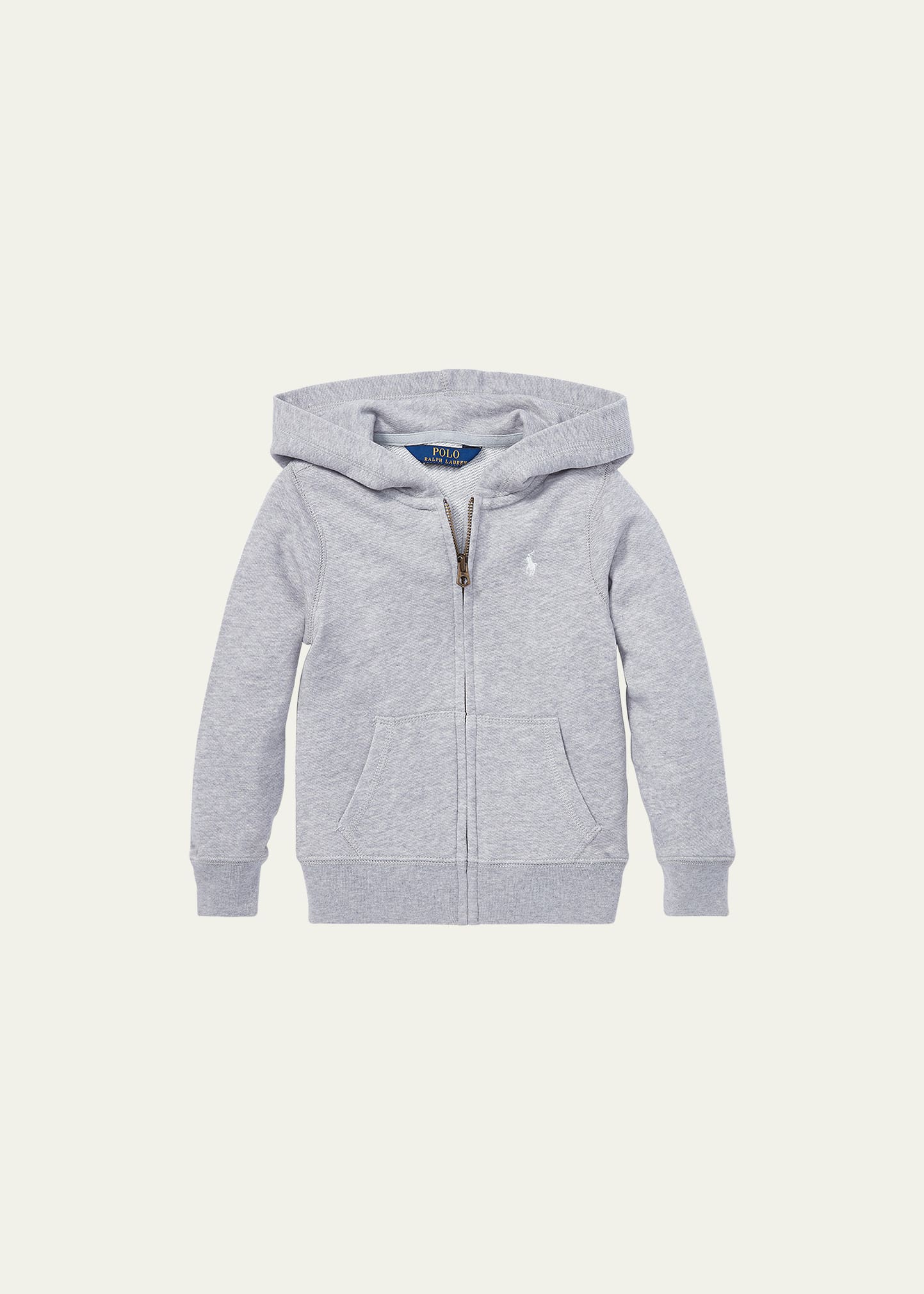 Polo Ralph Lauren Girl's Drapey Terry Zip Hoodie In Light Gray/hthr