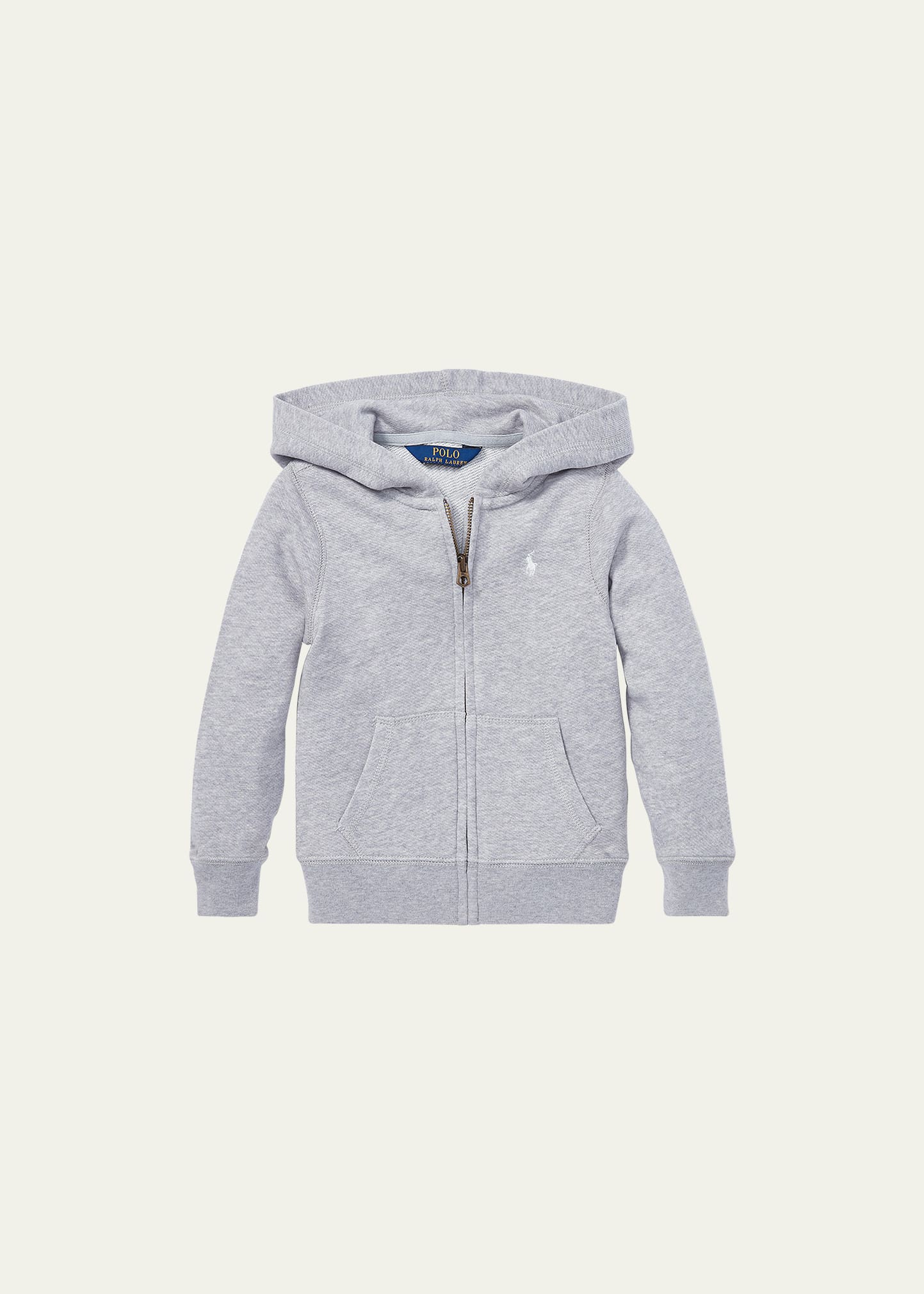 Shop Ralph Lauren Girl's Drapey Terry Zip Hoodie In Light Gray/hthr