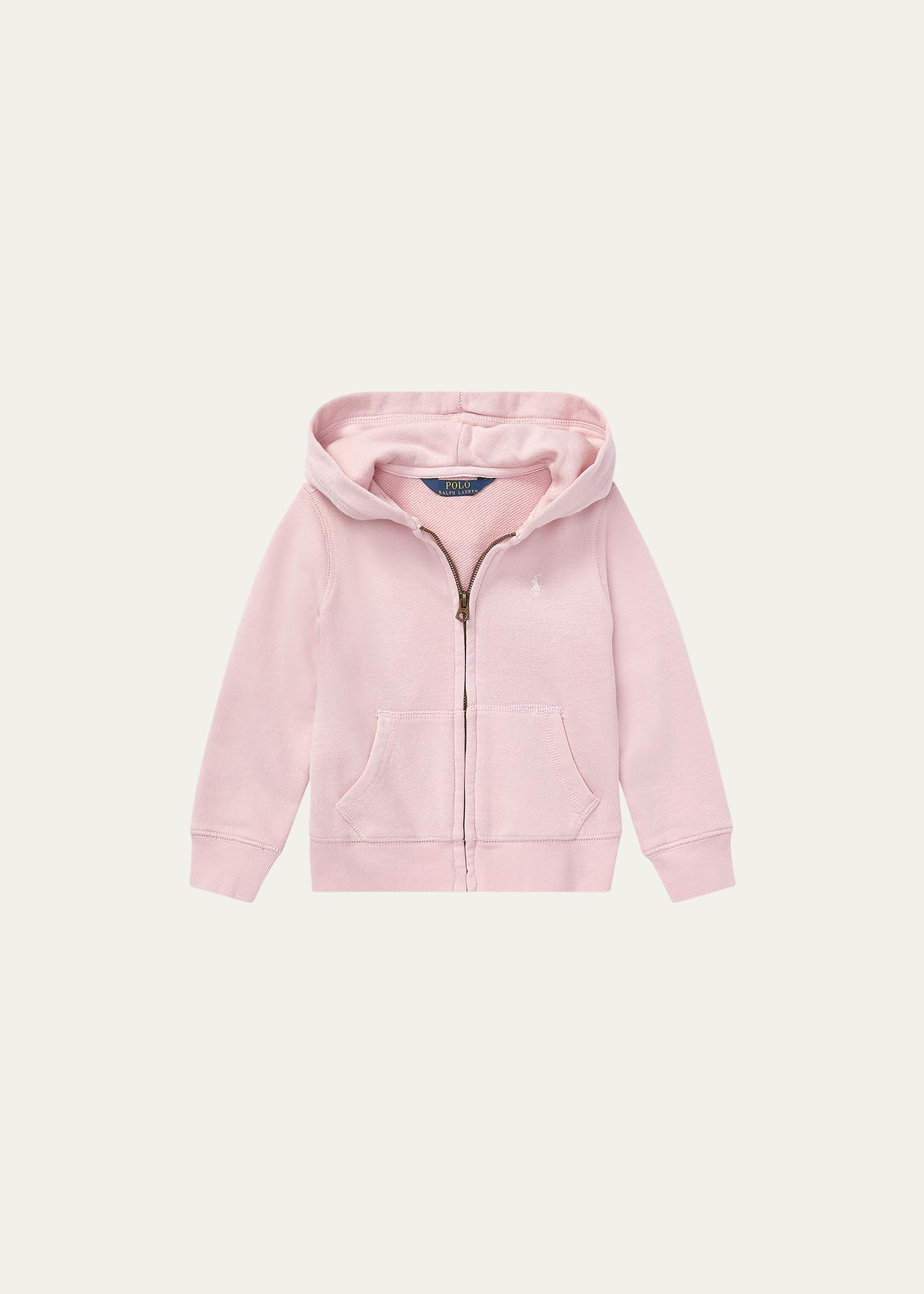 Shop Ralph Lauren Girl's Drapey Terry Zip Hoodie In Hint Of Pink