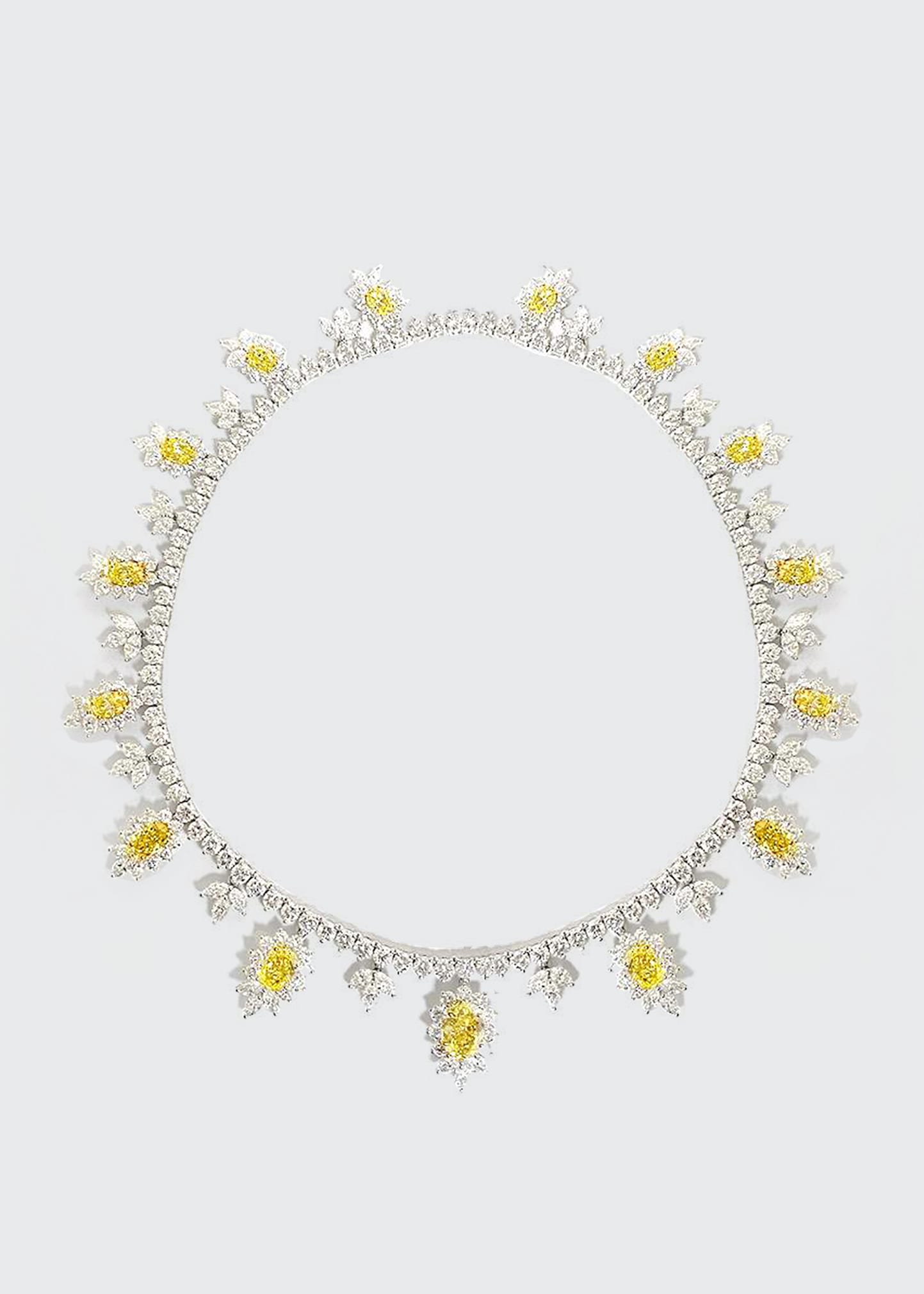 Bayco Oval Fancy Yellow Diamond and White Diamond Necklace