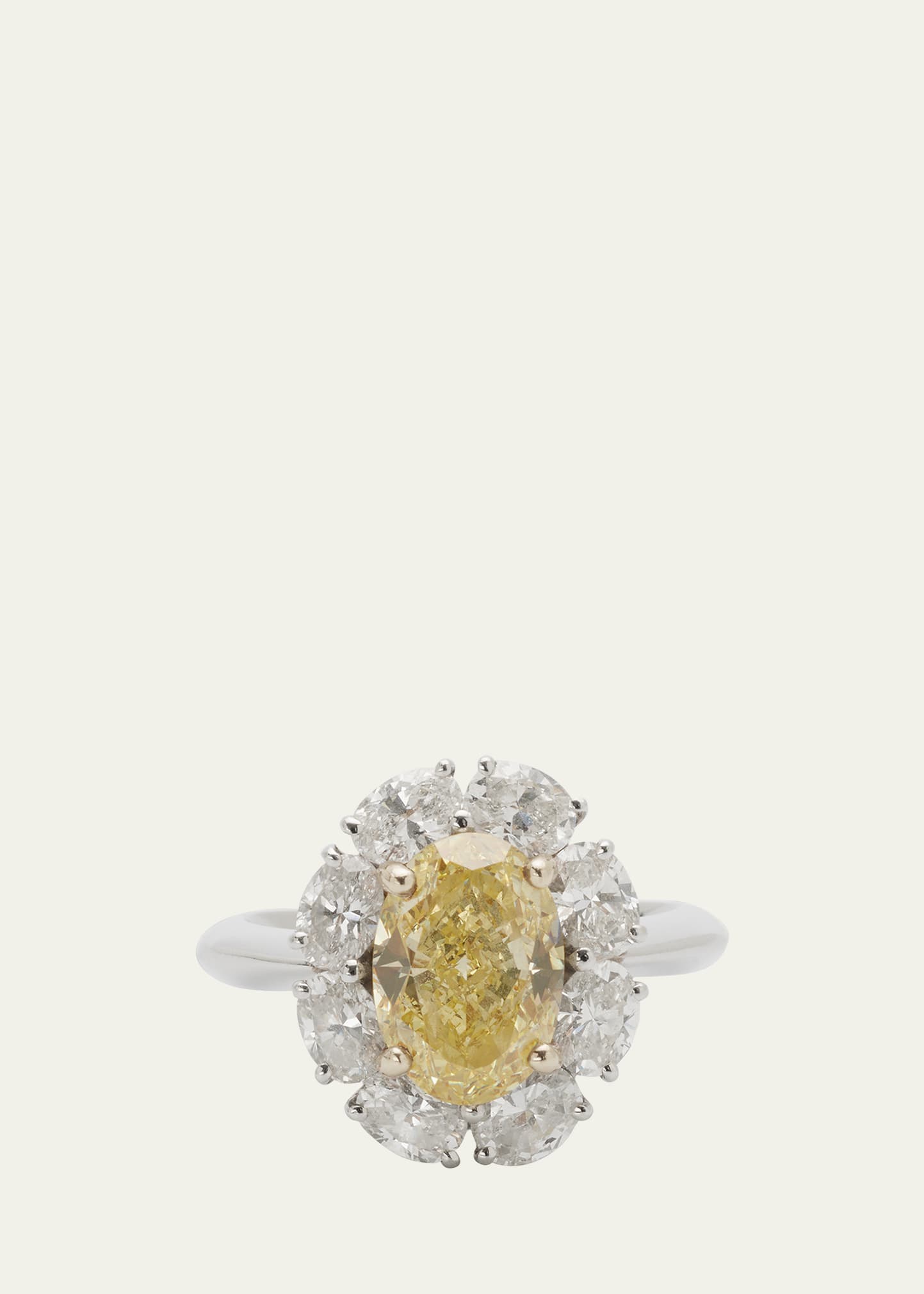 Bayco Oval Fancy Yellow Diamond Ring with White Diamonds