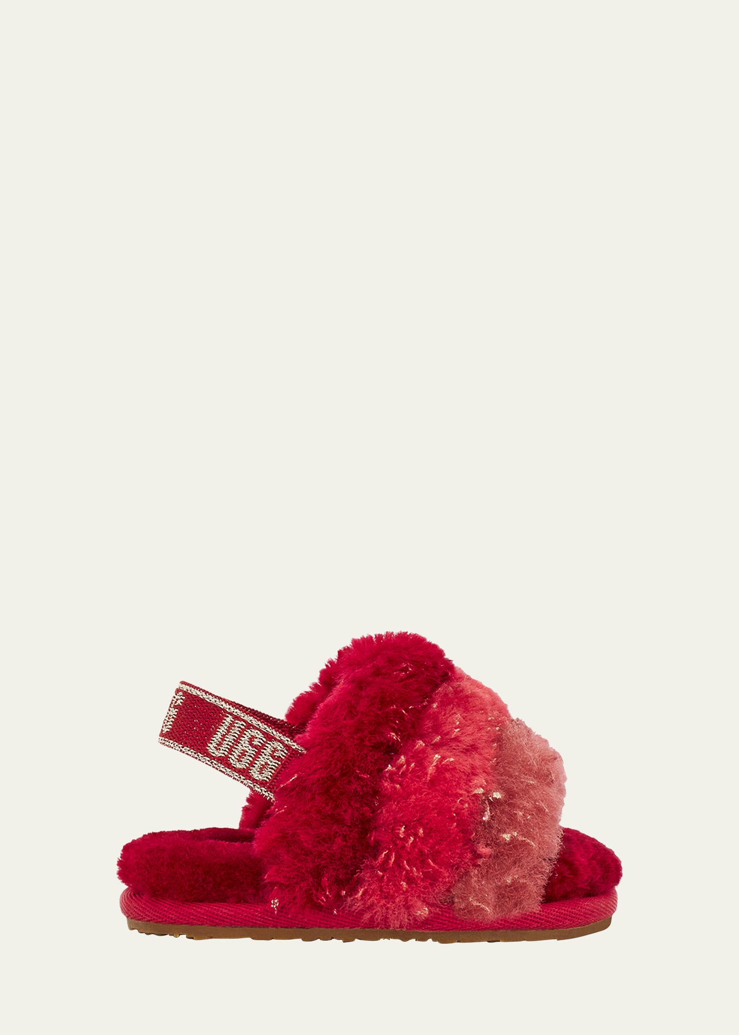 Ugg Kids' Girl's Fluff Yeah Metallic Sparkle Quilted Slippers, Baby/toddlers In Red