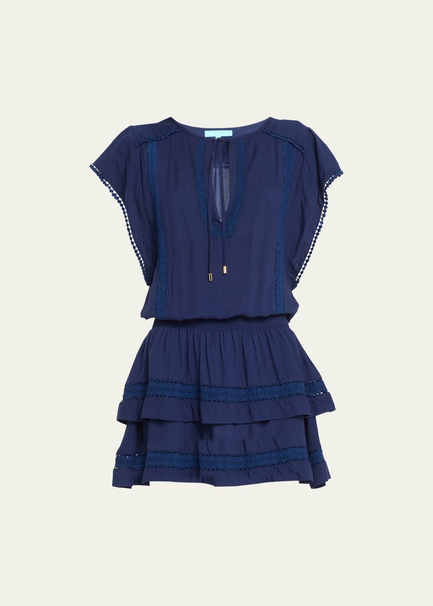 Melissa Odabash Georgie Embroidered Minidress In Navy