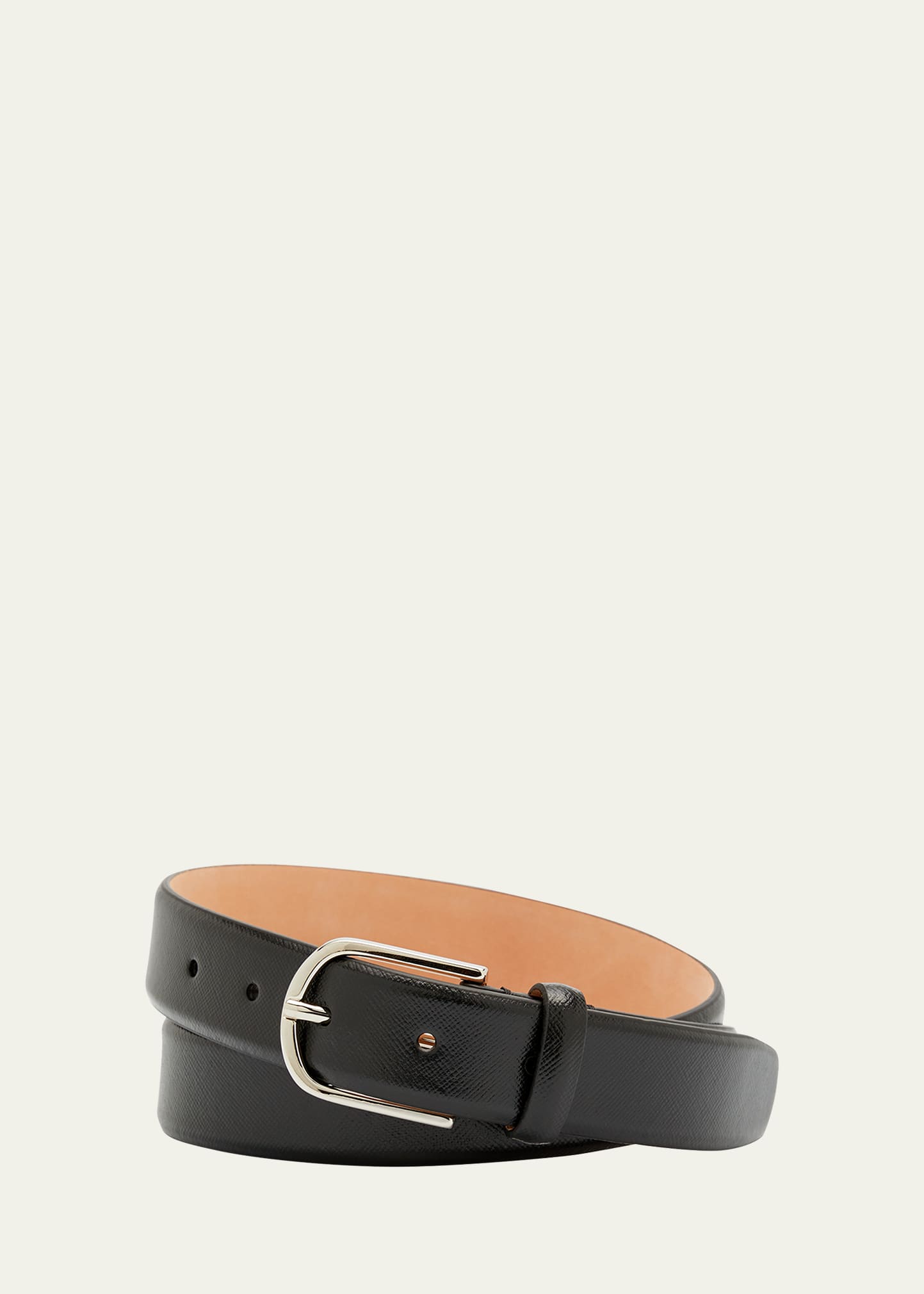 Simonnot Godard Men's Saffiano Leather Belt, 30mm In Nero