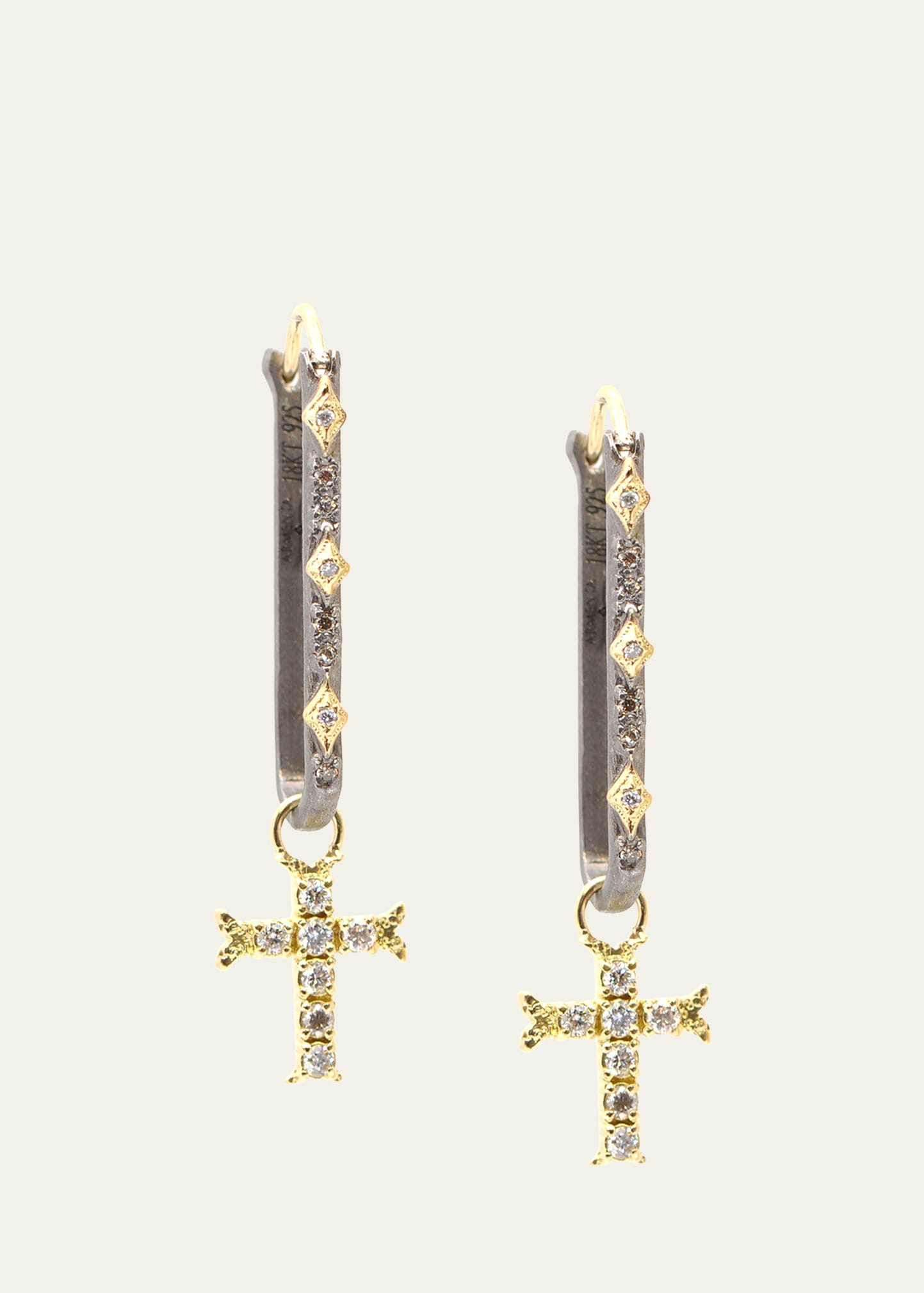 Armenta Old World 26mm Paperclip Earrings with Pave Cross Drops