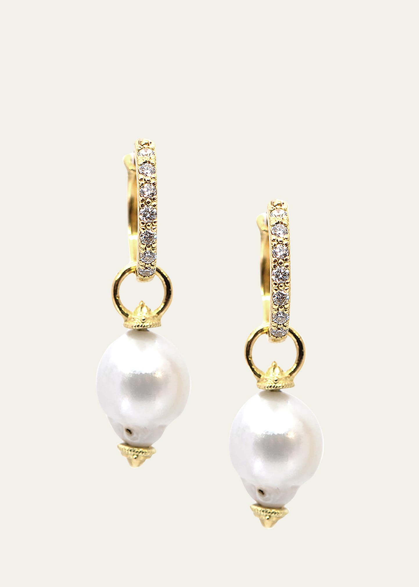 Armenta Sueno 16mm Pave Huggie Earrings with Pearl Drops