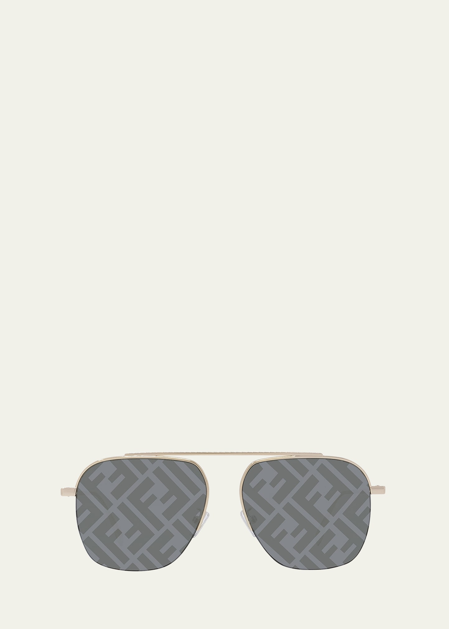 Fendi Men's  Travel Ff-logo Metal Aviator Sunglasses In Gldo/smkmr