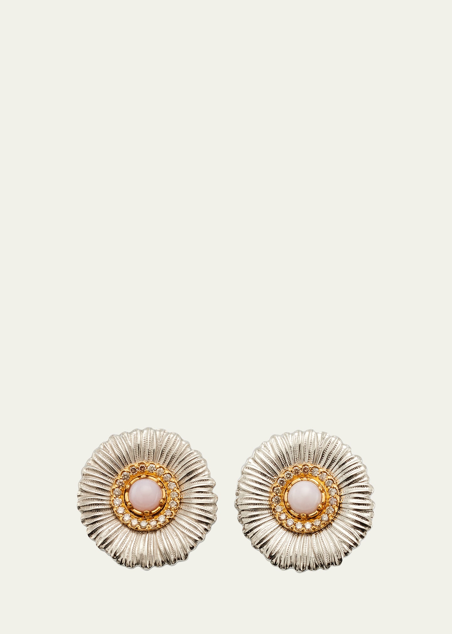 Buccellati Daisy Button Earring with Pink Opal