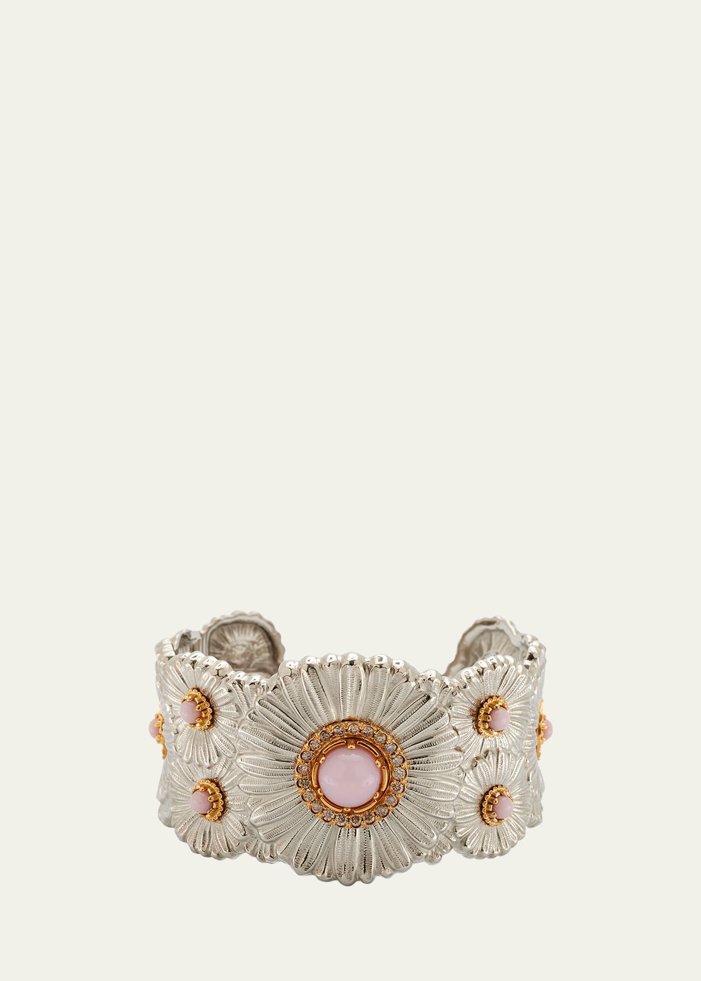 Daisy Cuff Bracelet with Pink Opal