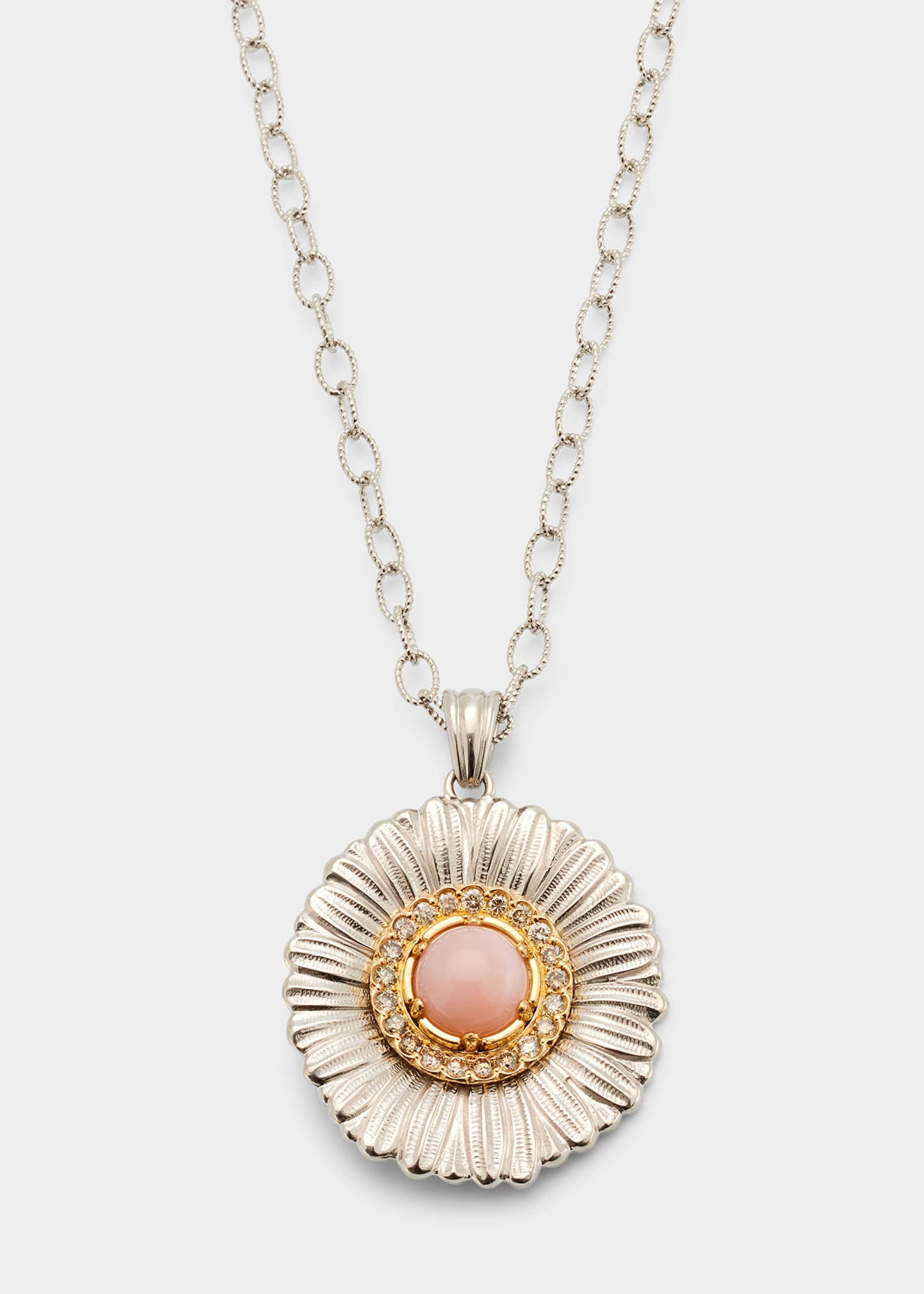 Daisy Pendant Necklace with Pink Opal