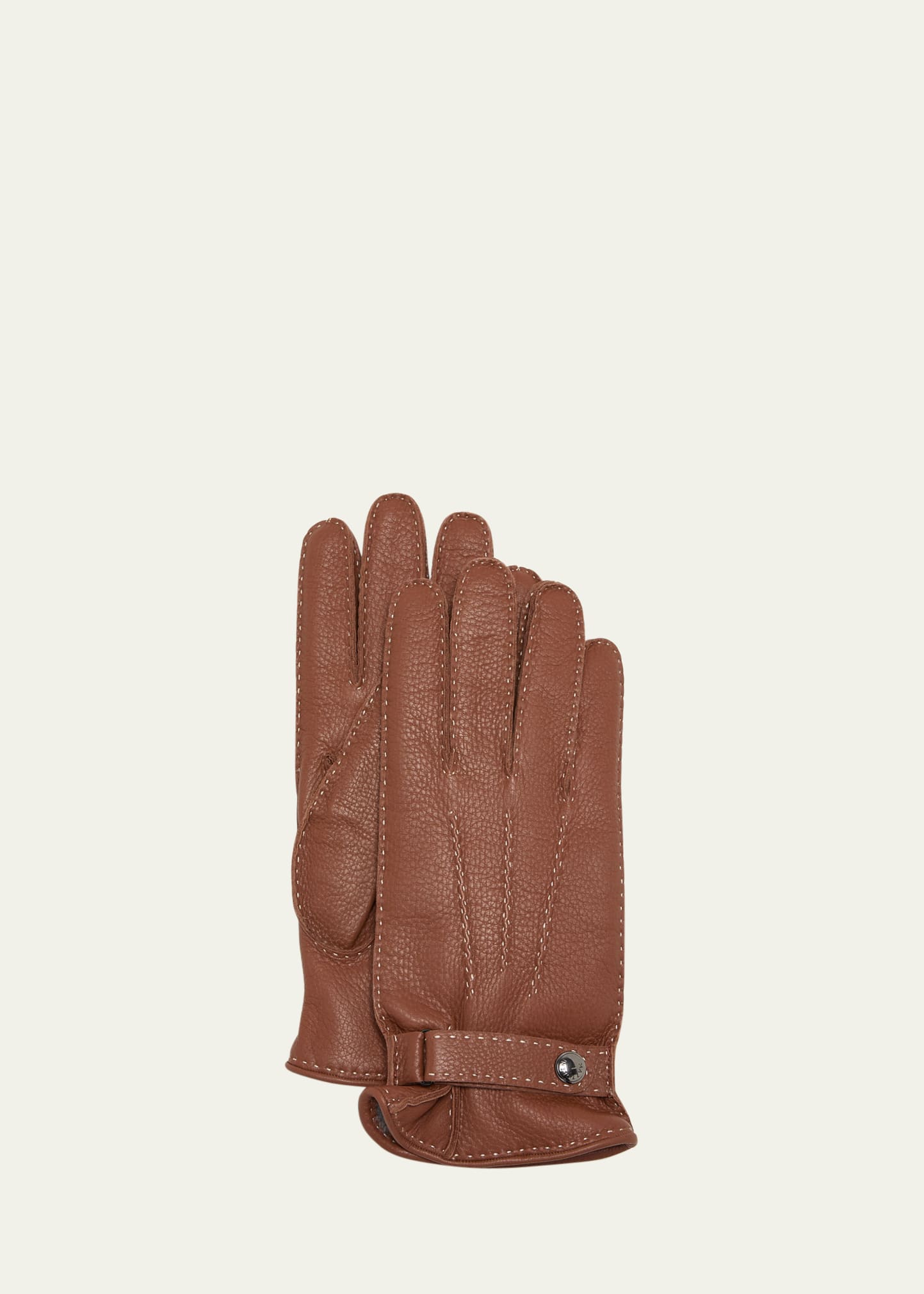 Bergdorf Goodman Men's Deerskin Leather Gloves With Cashmere-silk Lining In Cork