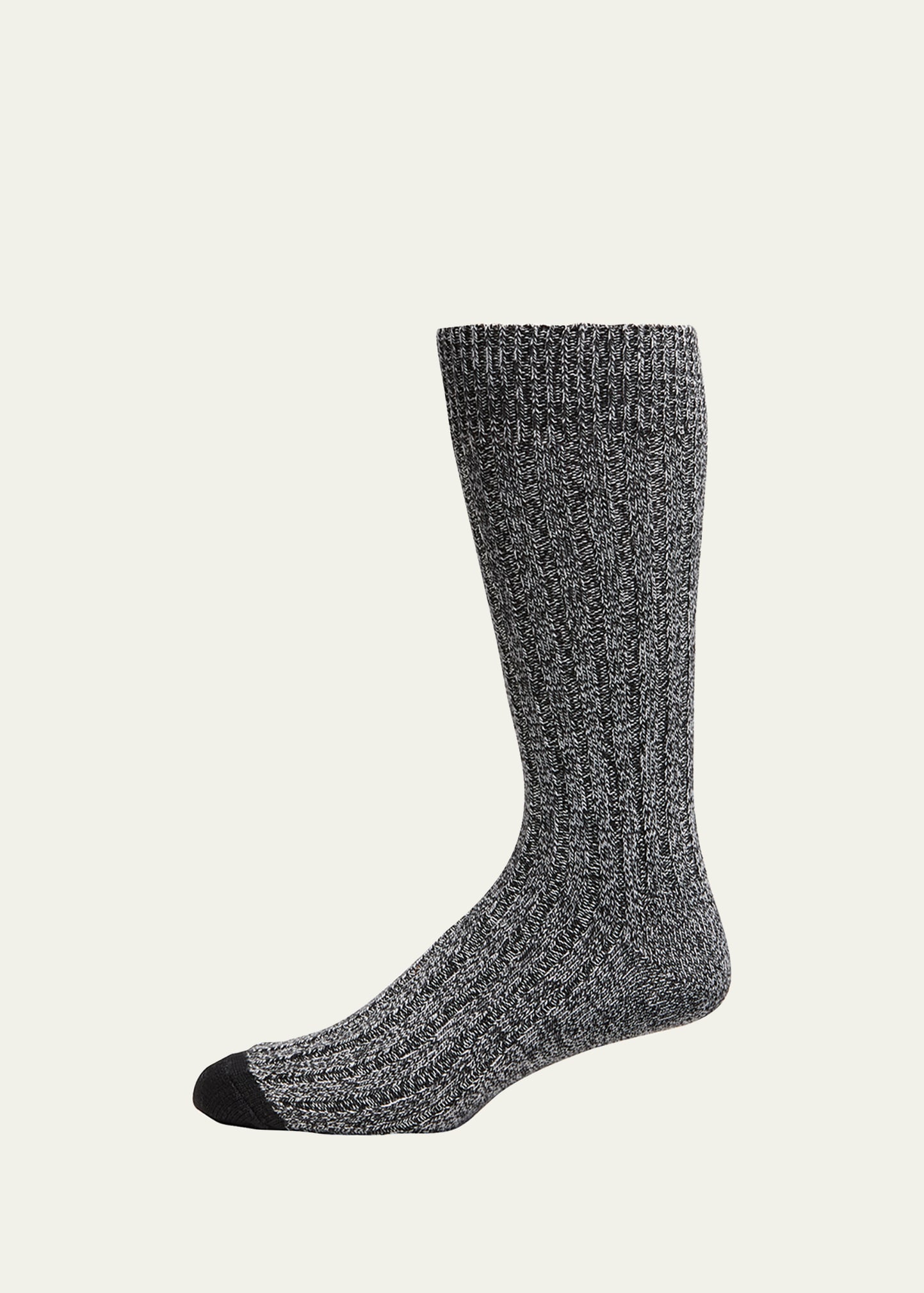 Sozzi Calze Men's Mid-length Viscose-cashmere Rib Mouline Marled Socks In Black