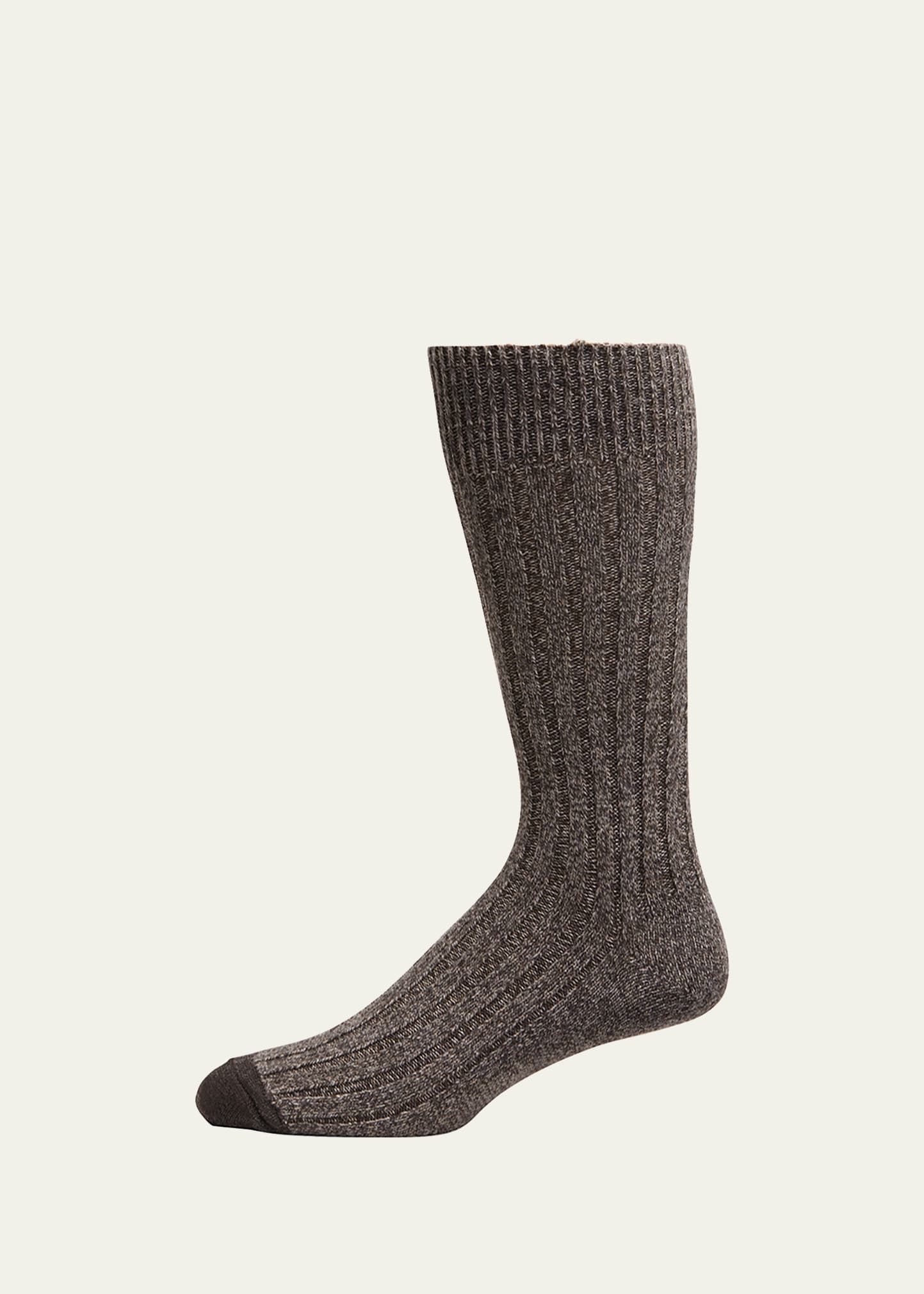 Sozzi Calze Men's Mid-length Viscose-cashmere Rib Mouline Marled Socks In Brown
