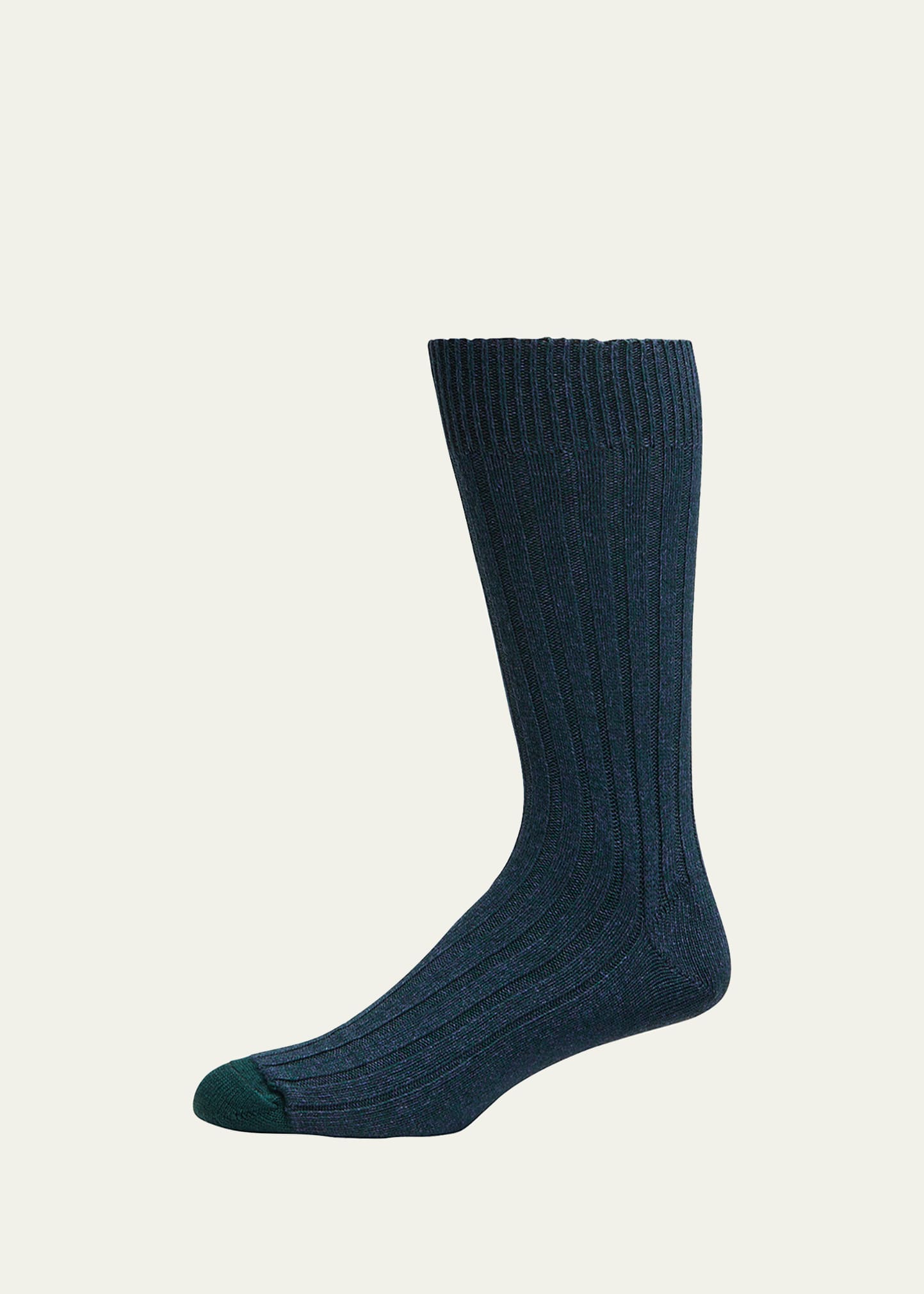 Sozzi Calze Men's Mid-length Viscose-cashmere Rib Mouline Marled Socks In Octanium