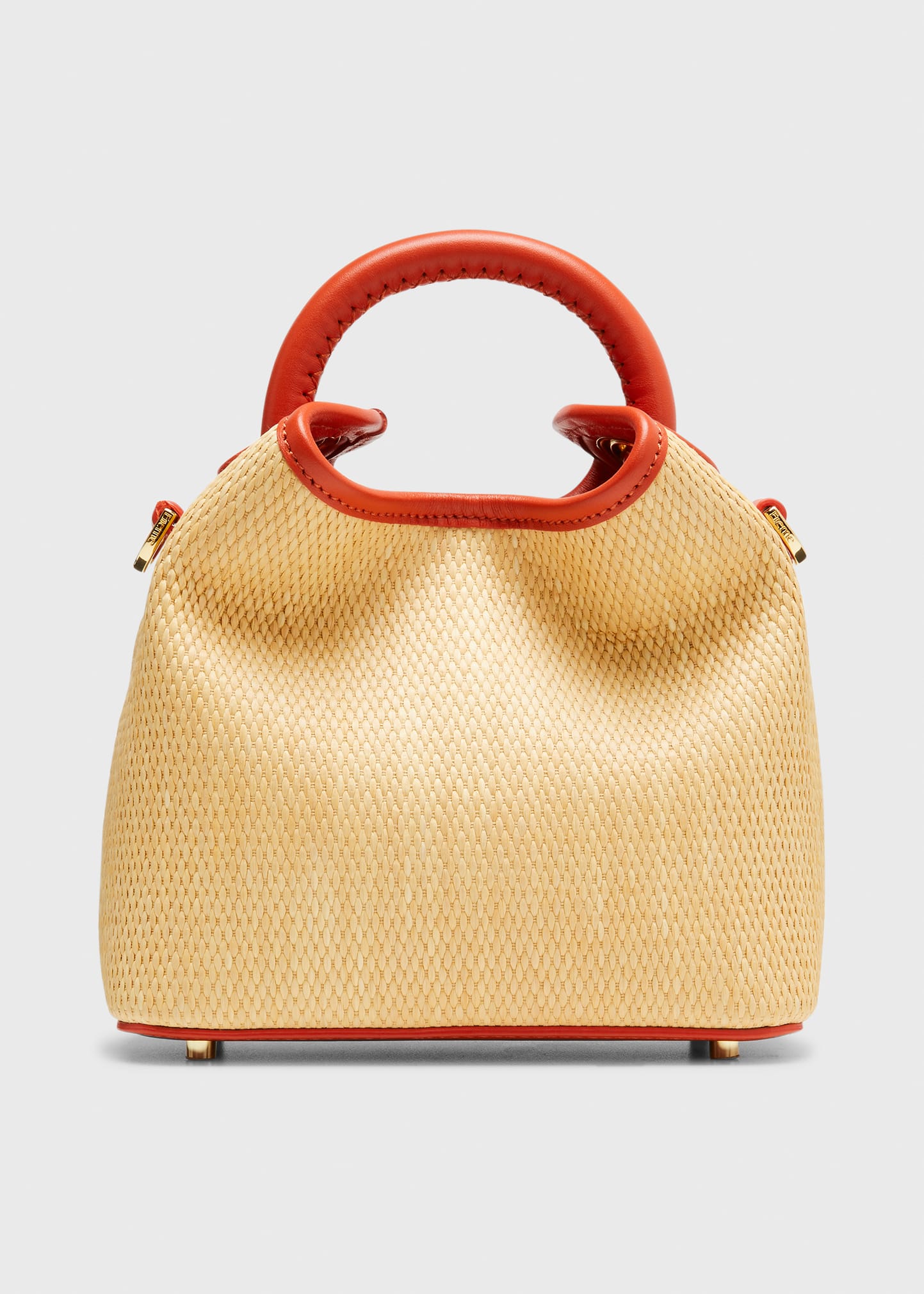 Elleme Madeleine Raffia & Leather Top-handle Bag In Natural/poppy ...