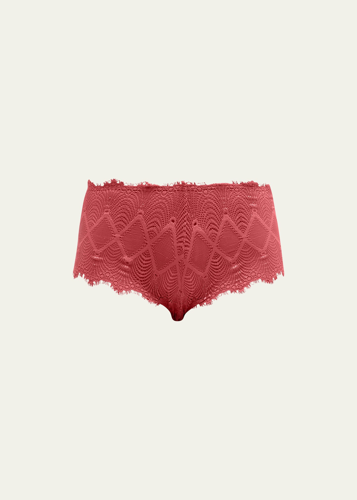 Cosabella Allure Geometric Lace Boyshorts In Rossa