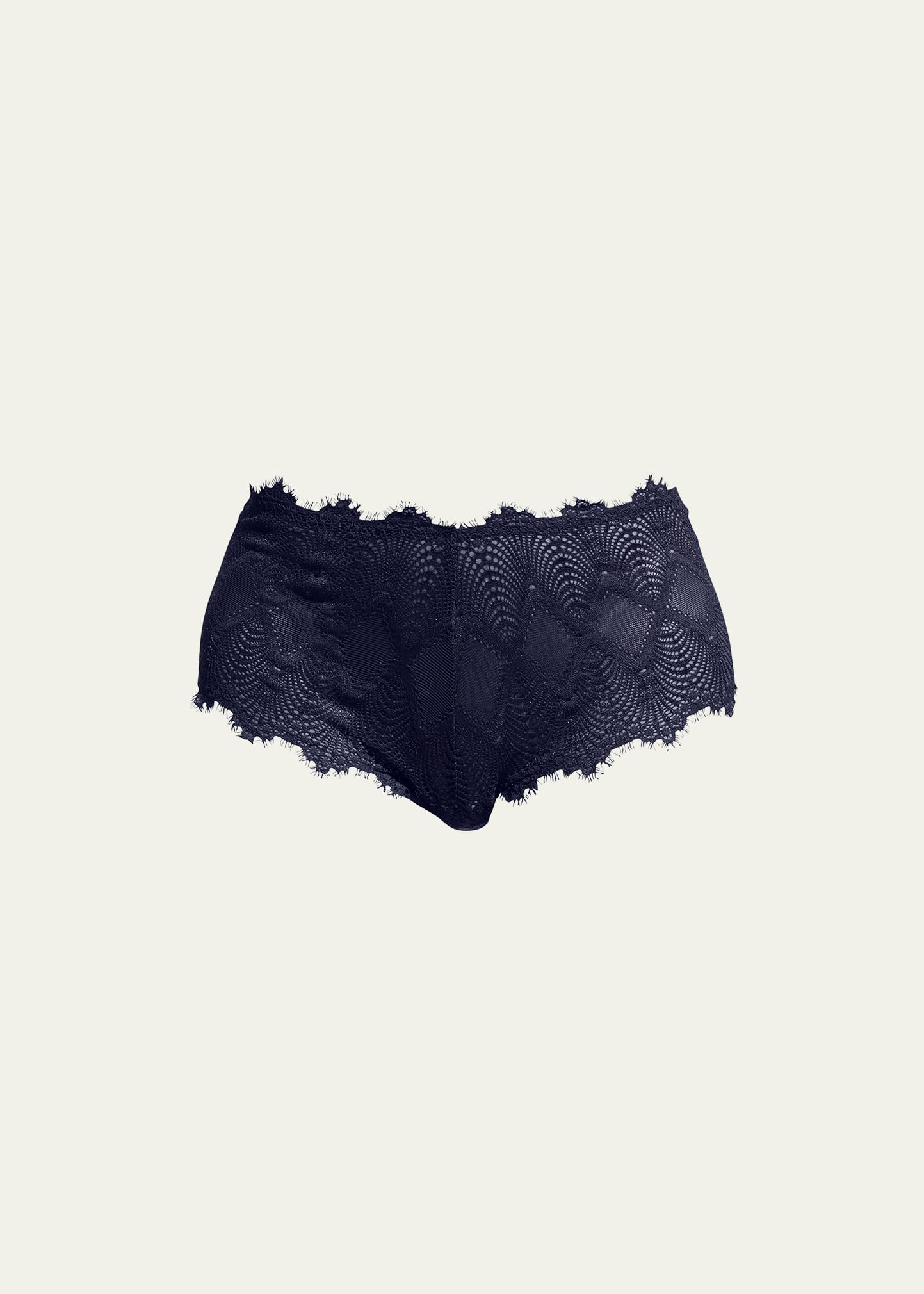 Shop Cosabella Allure Geometric Lace Boyshorts In Navy