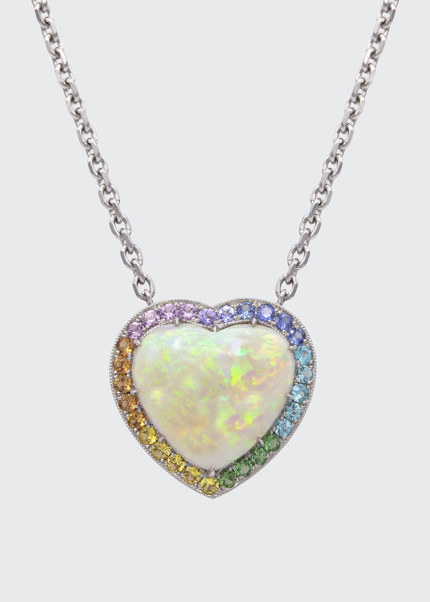 Featherstone Design Australian Opal Heart Necklace with Ombr&eacute; Stones