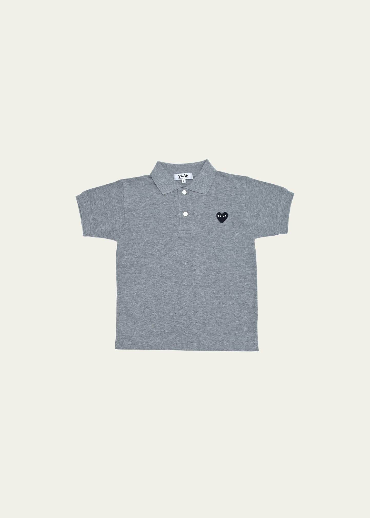 Comme Des Garçons Kid's Heart Graphic Polo Shirt In Grey