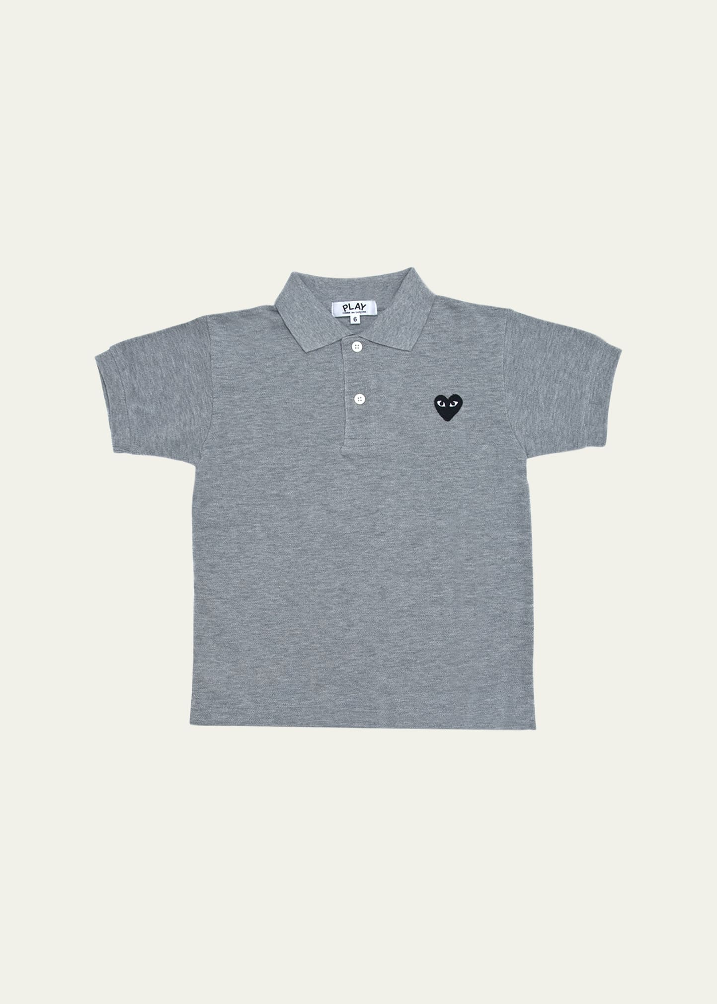 Comme Des Garcons Kid s Heart Graphic Polo Shirt In Grey ModeSens