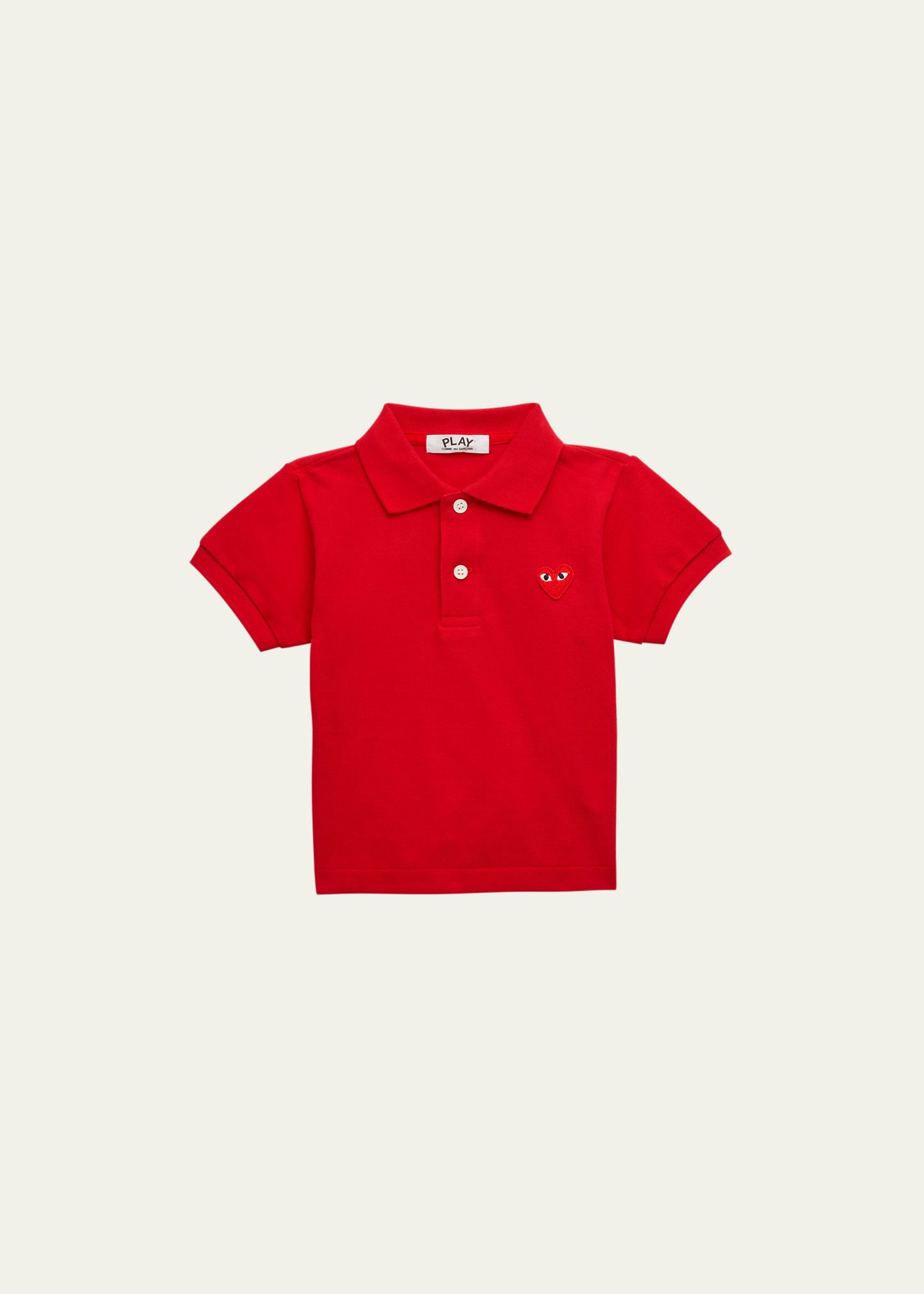 Comme Des Garçons Kid's Heart Graphic Polo Shirt In Red