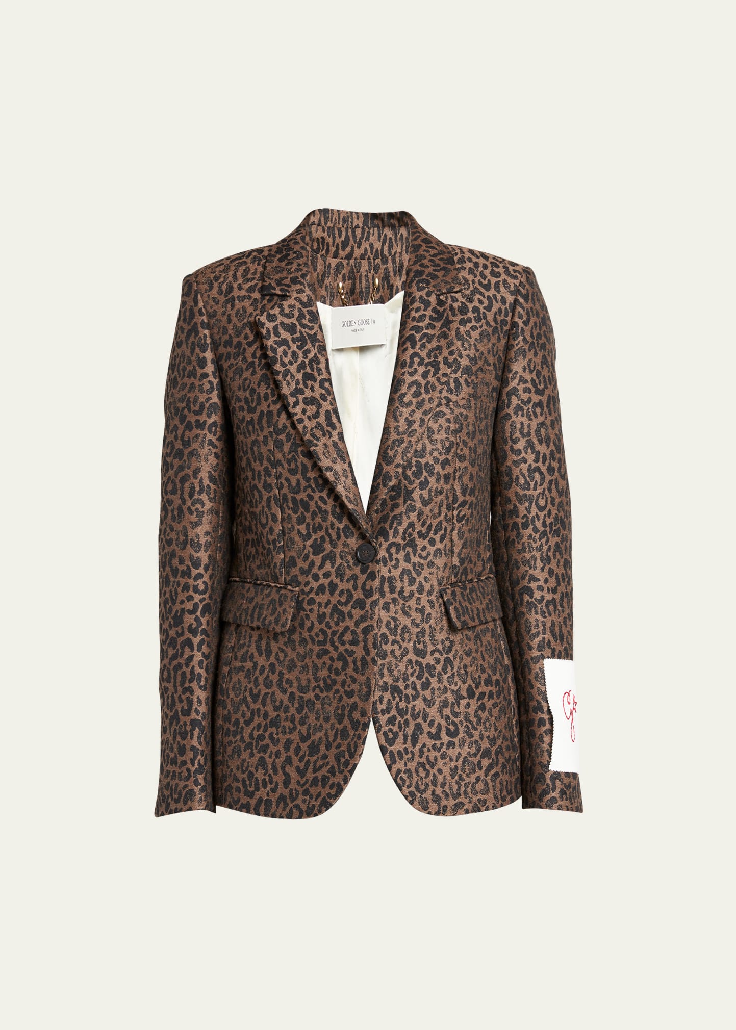 Golden Goose Leopard Jacquard Wool Blazer In Brown / Black