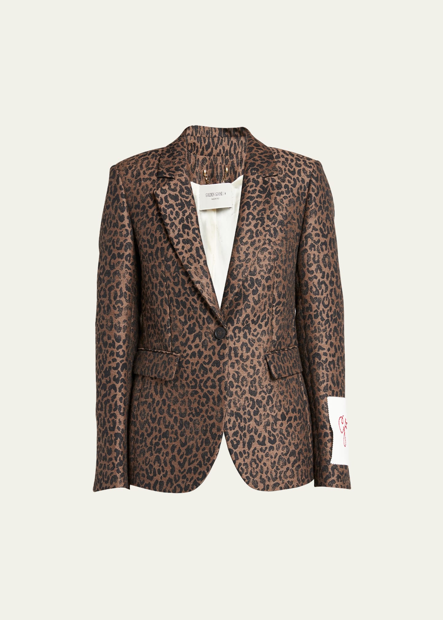 Golden Goose Leopard Print Blazer In Brown / Black